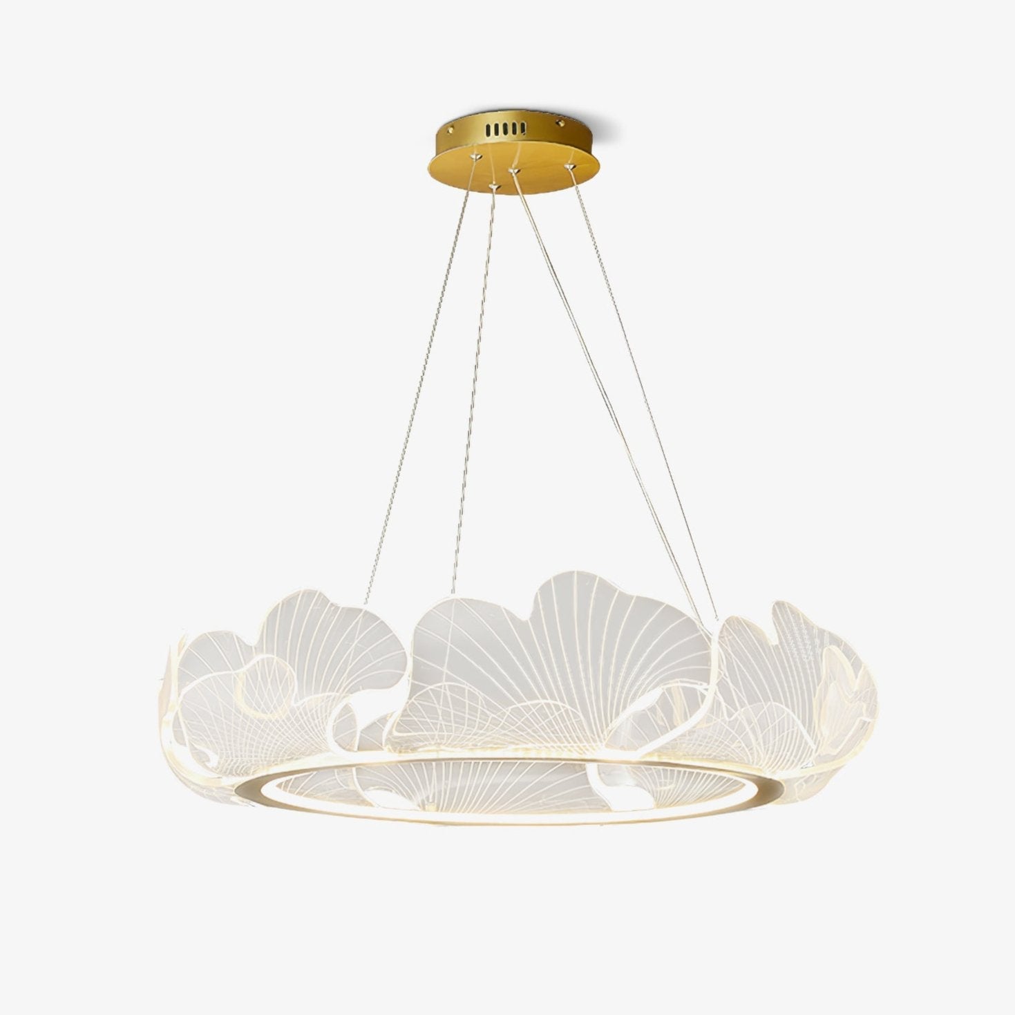 Leaf-Shaped LED Chandelier | Gold Finish, Dimmable & Ideal for Living Room or Kitchen