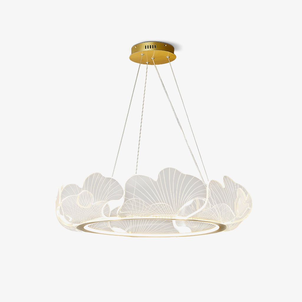 Leaf-Shaped LED Chandelier | Gold Finish, Dimmable & Ideal for Living Room or Kitchen