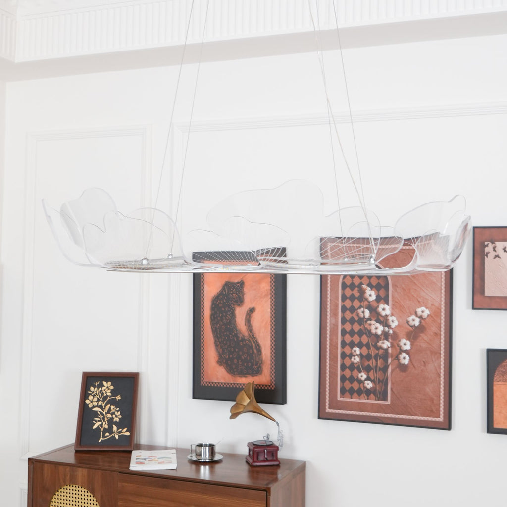 Leaf-Shaped LED Chandelier | Gold Finish, Dimmable & Ideal for Living Room or Kitchen