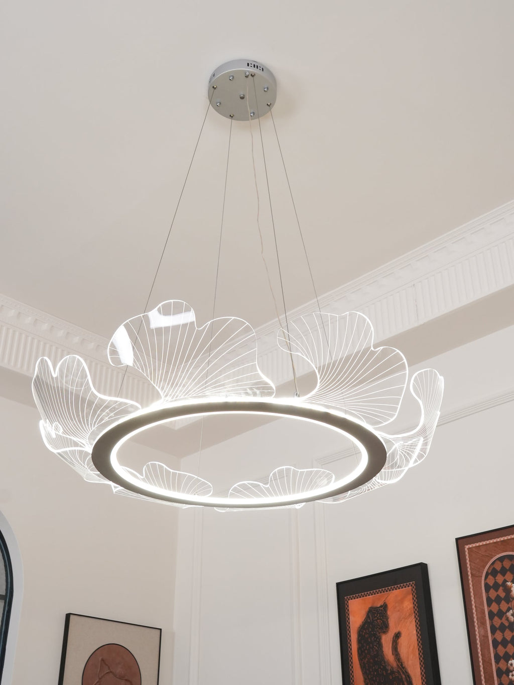 Leaf-Shaped LED Chandelier | Gold Finish, Dimmable & Ideal for Living Room or Kitchen