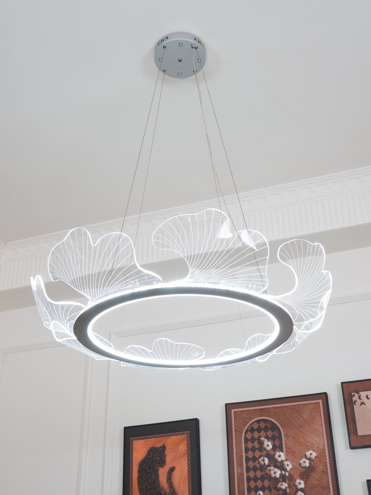 Leaf-Shaped LED Chandelier | Gold Finish, Dimmable & Ideal for Living Room or Kitchen