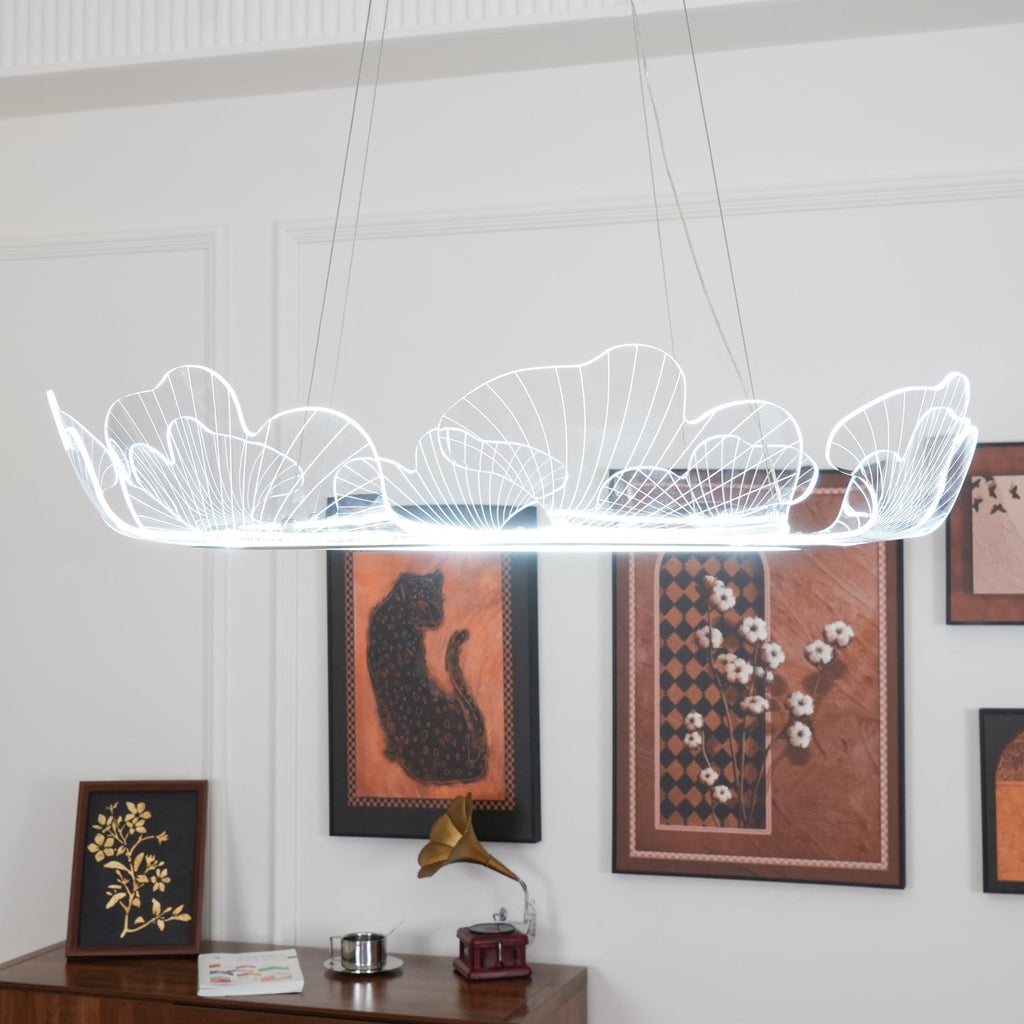 Leaf-Shaped LED Chandelier | Gold Finish, Dimmable & Ideal for Living Room or Kitchen