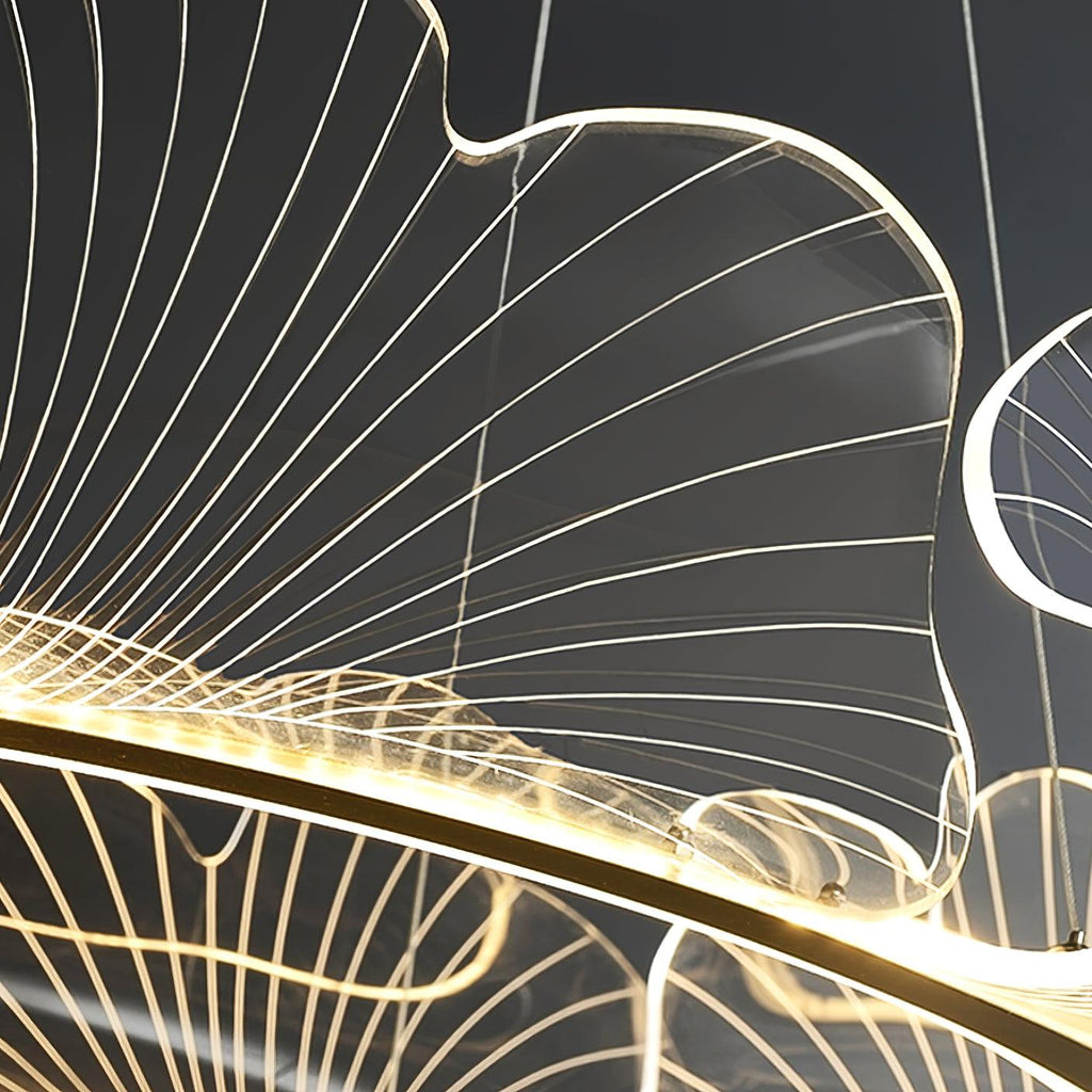 Leaf-Shaped LED Chandelier | Gold Finish, Dimmable & Ideal for Living Room or Kitchen