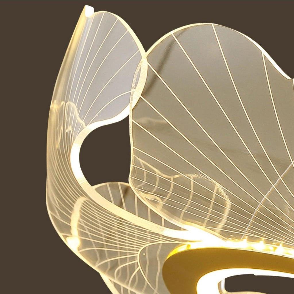 Leaf-Shaped LED Chandelier | Gold Finish, Dimmable & Ideal for Living Room or Kitchen