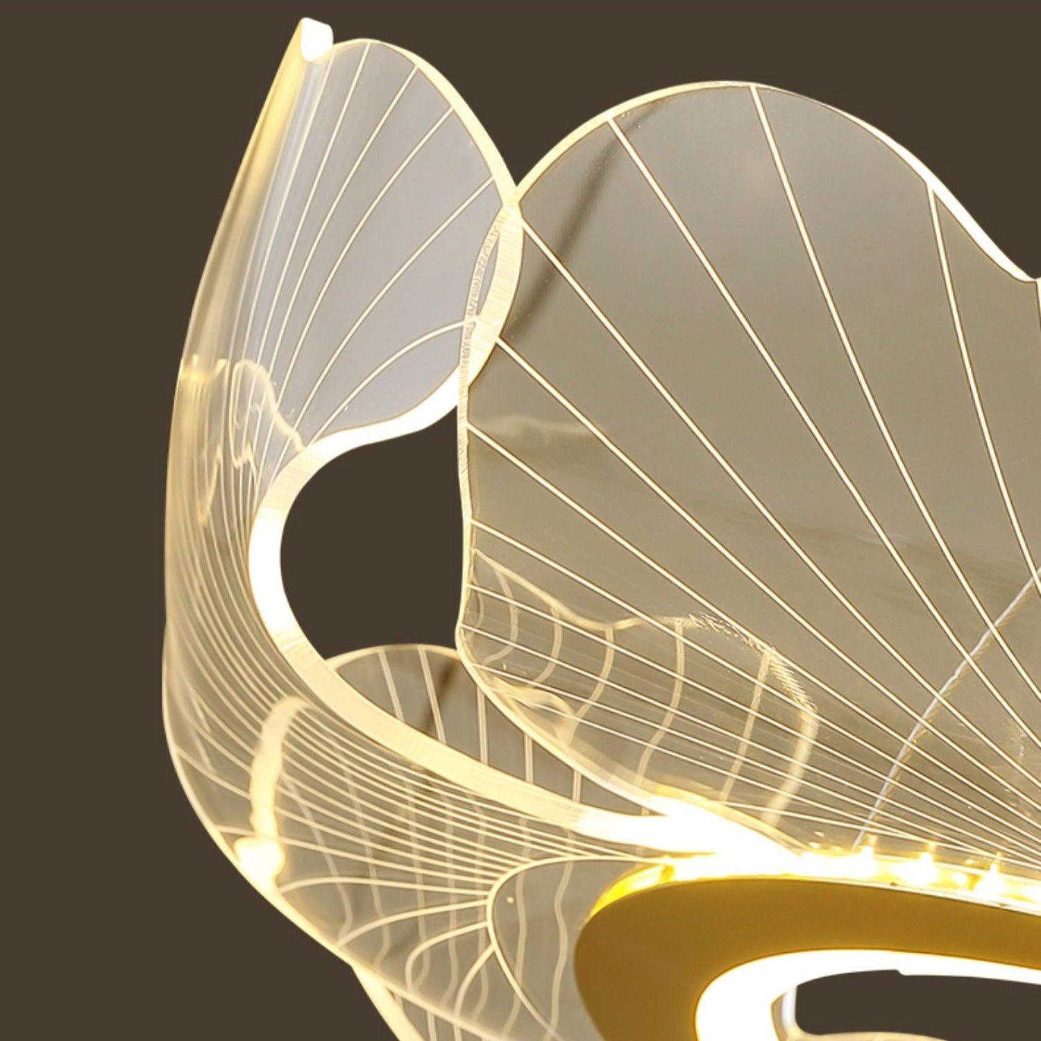 Leaf-Shaped LED Chandelier | Gold Finish, Dimmable & Ideal for Living Room or Kitchen