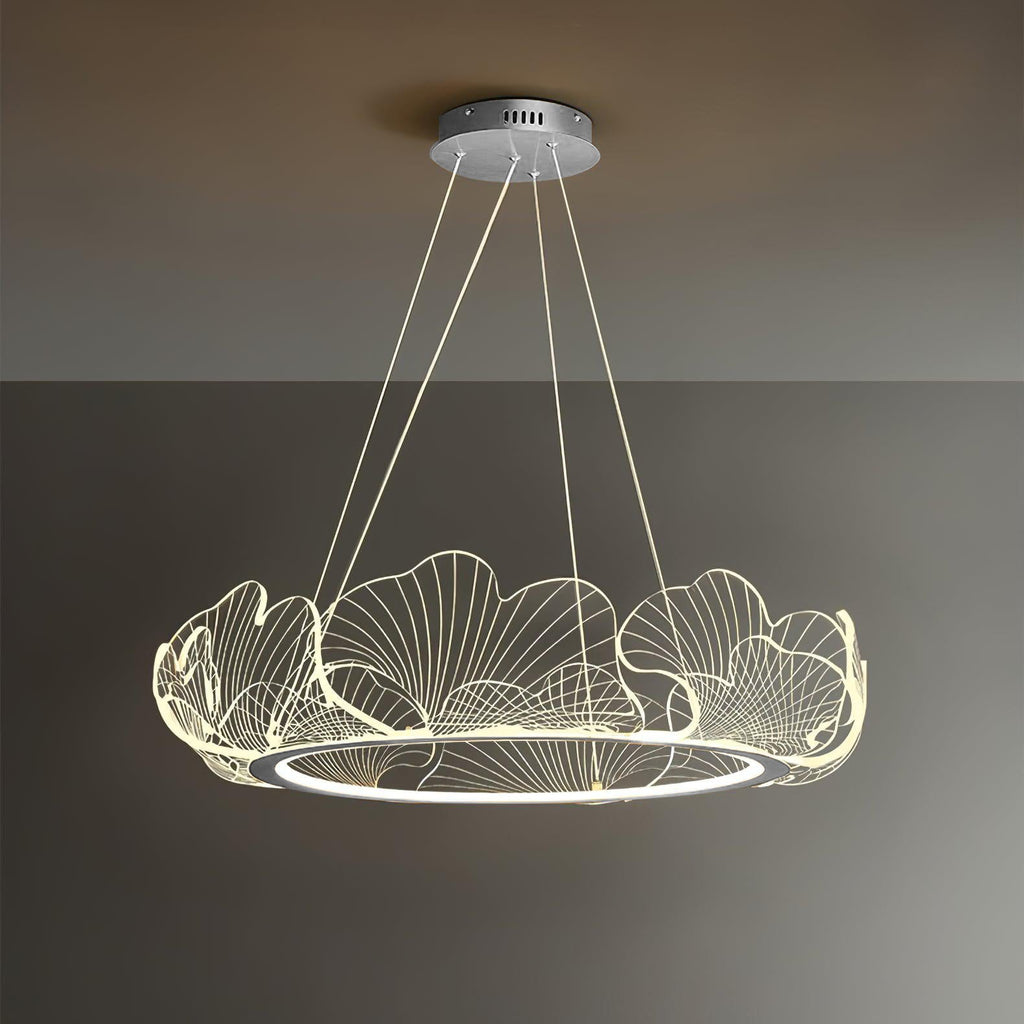 Leaf-Shaped LED Chandelier | Gold Finish, Dimmable & Ideal for Living Room or Kitchen