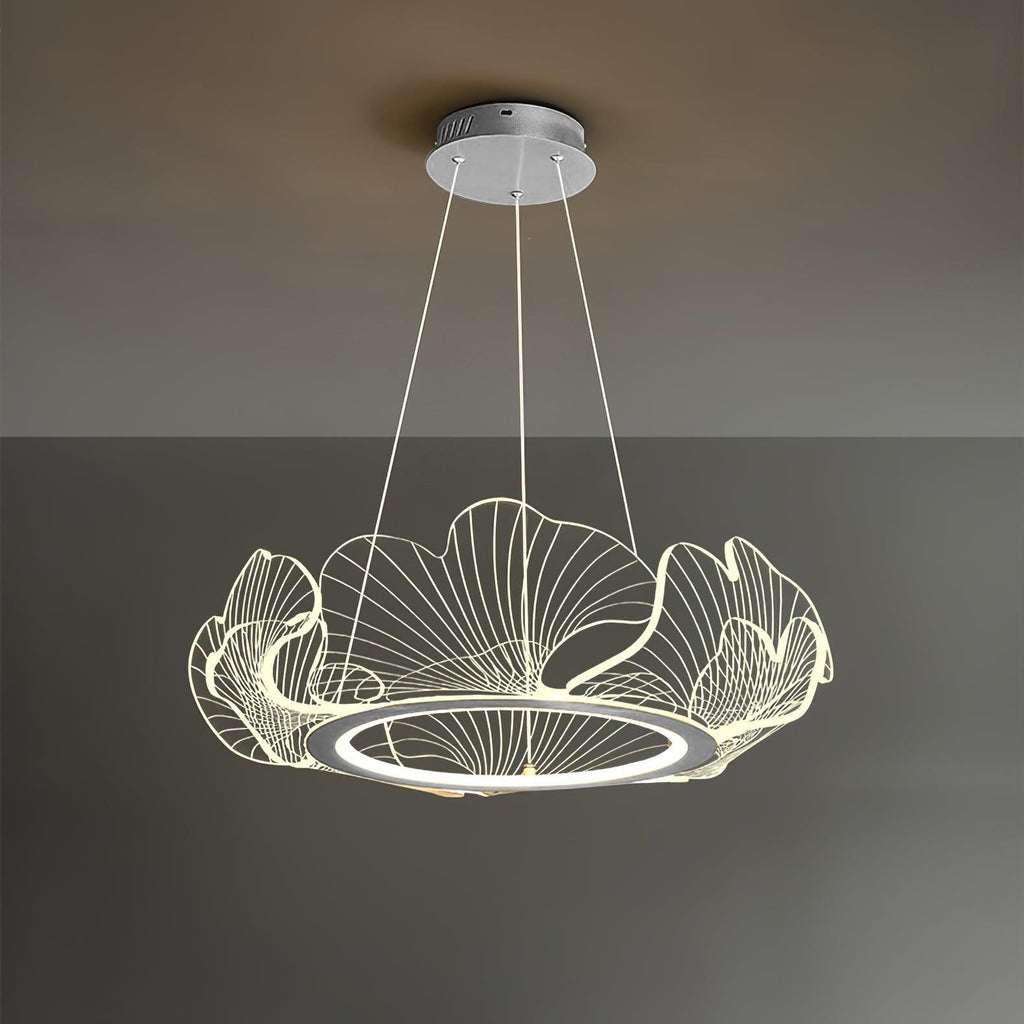 Leaf-Shaped LED Chandelier | Gold Finish, Dimmable & Ideal for Living Room or Kitchen