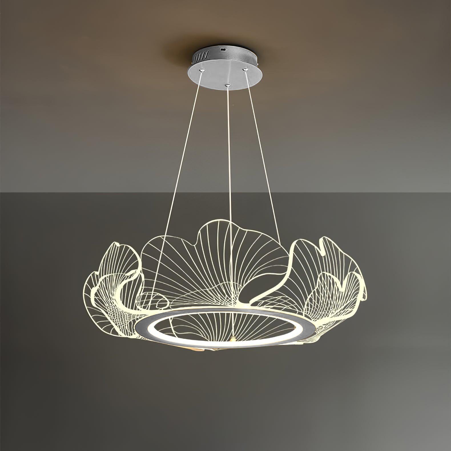 Leaf-Shaped LED Chandelier | Gold Finish, Dimmable & Ideal for Living Room or Kitchen