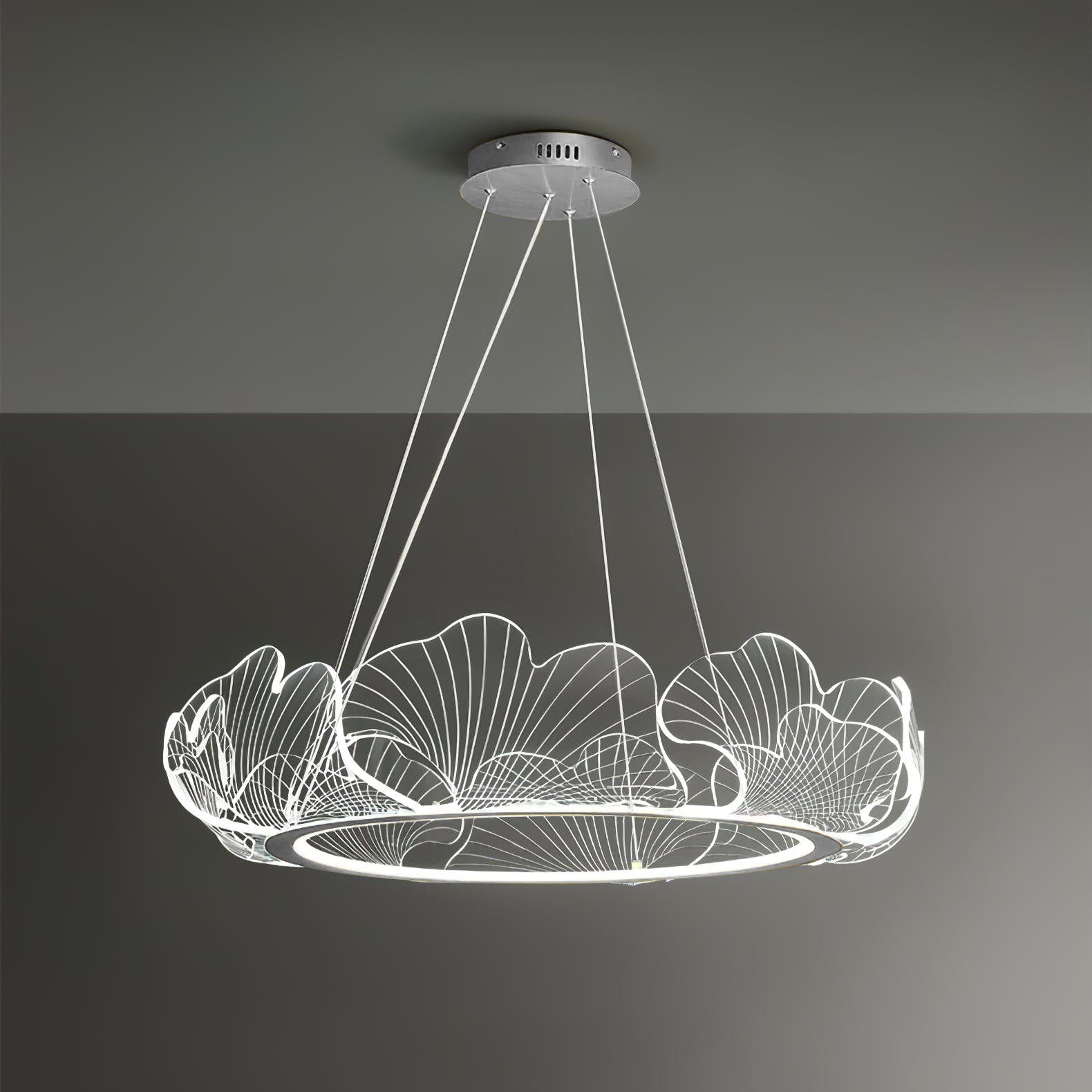 Leaf-Shaped LED Chandelier | Gold Finish, Dimmable & Ideal for Living Room or Kitchen