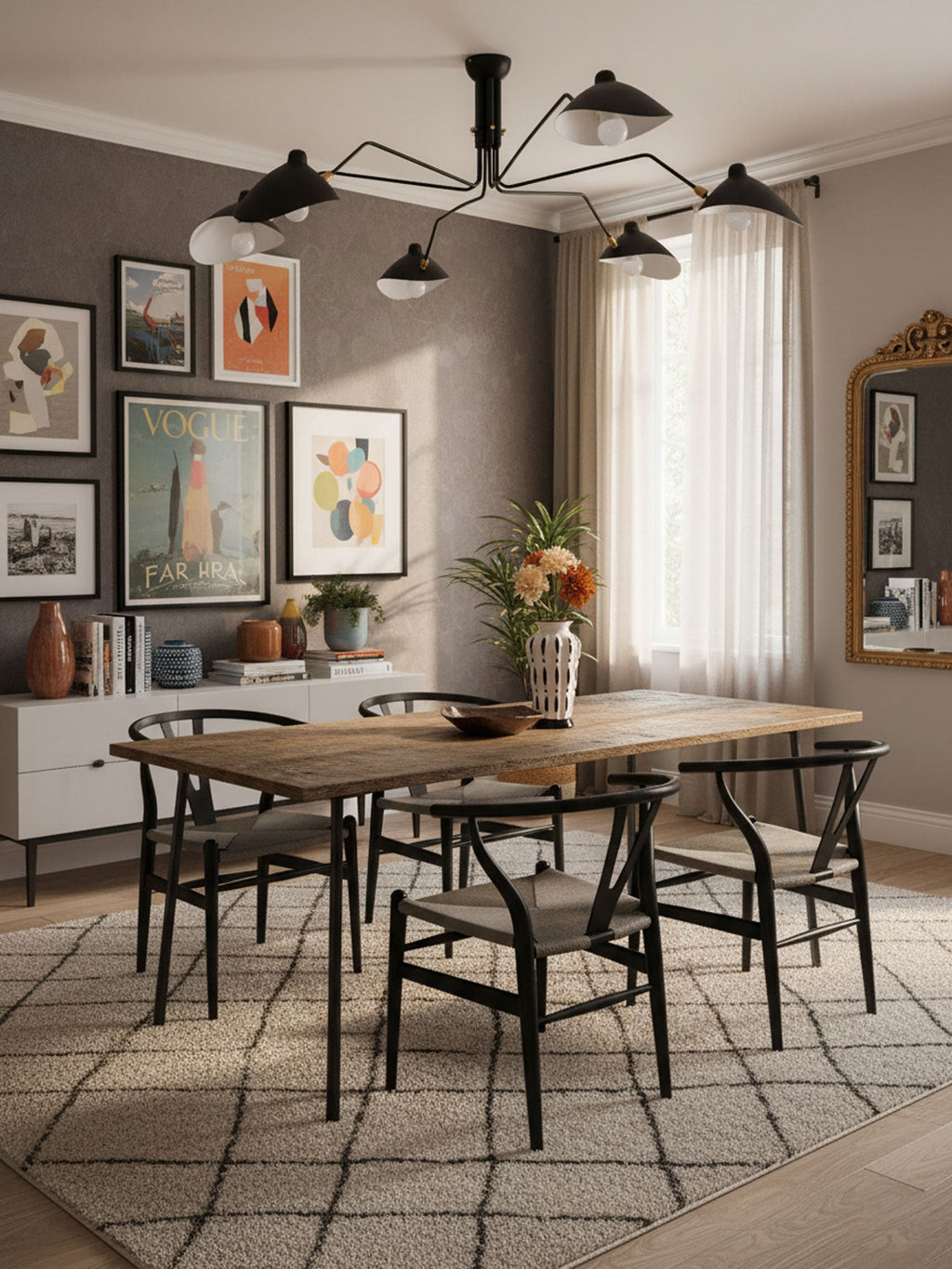 Three Arm Ceiling Light | Metal & Aluminum, Indoor Use for Modern Home Decor