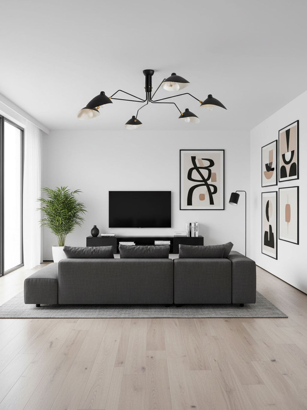 Three Arm Ceiling Light | Metal & Aluminum, Indoor Use for Modern Home Decor