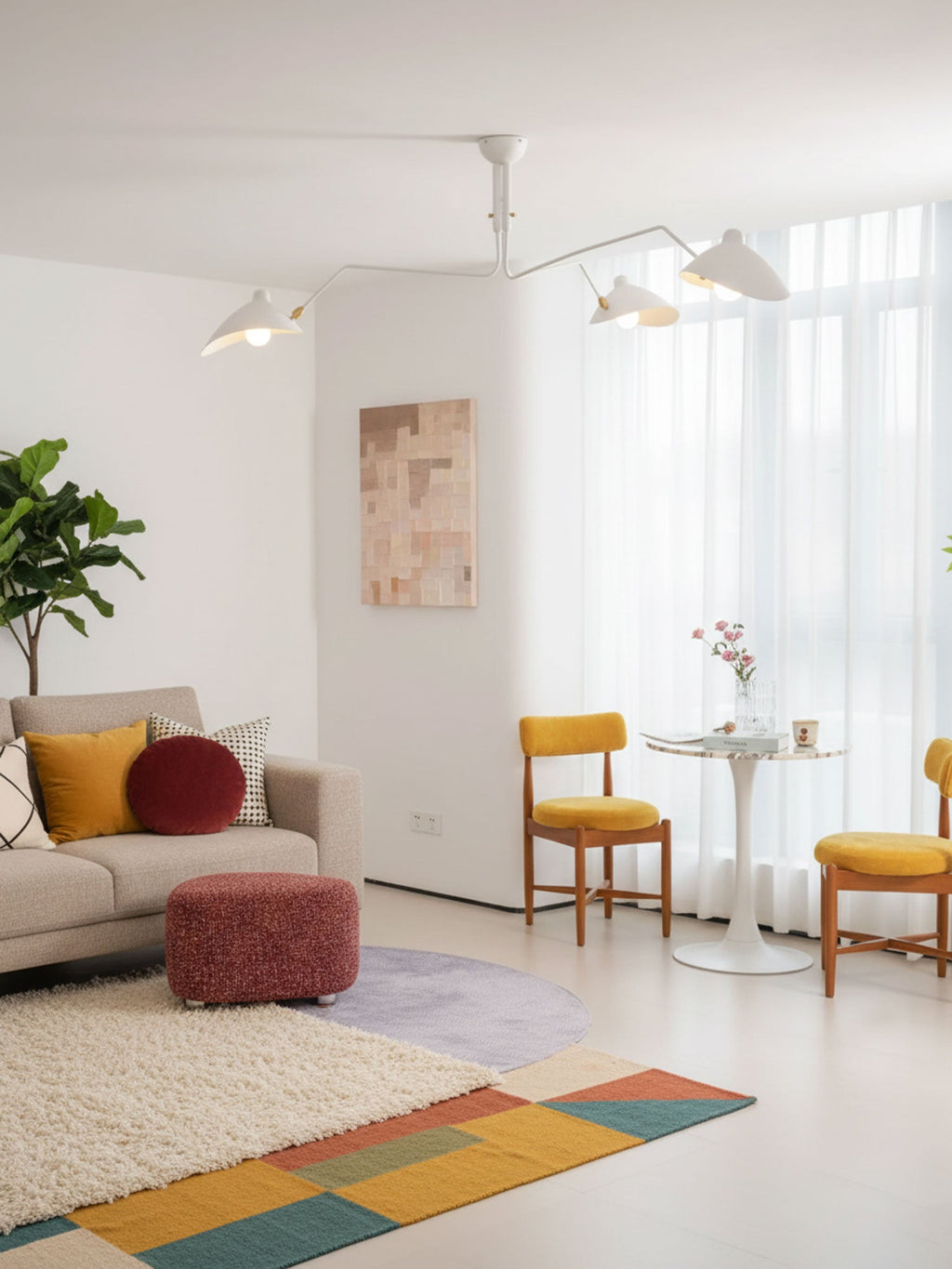 Three Arm Ceiling Light | Metal & Aluminum, Indoor Use for Modern Home Decor