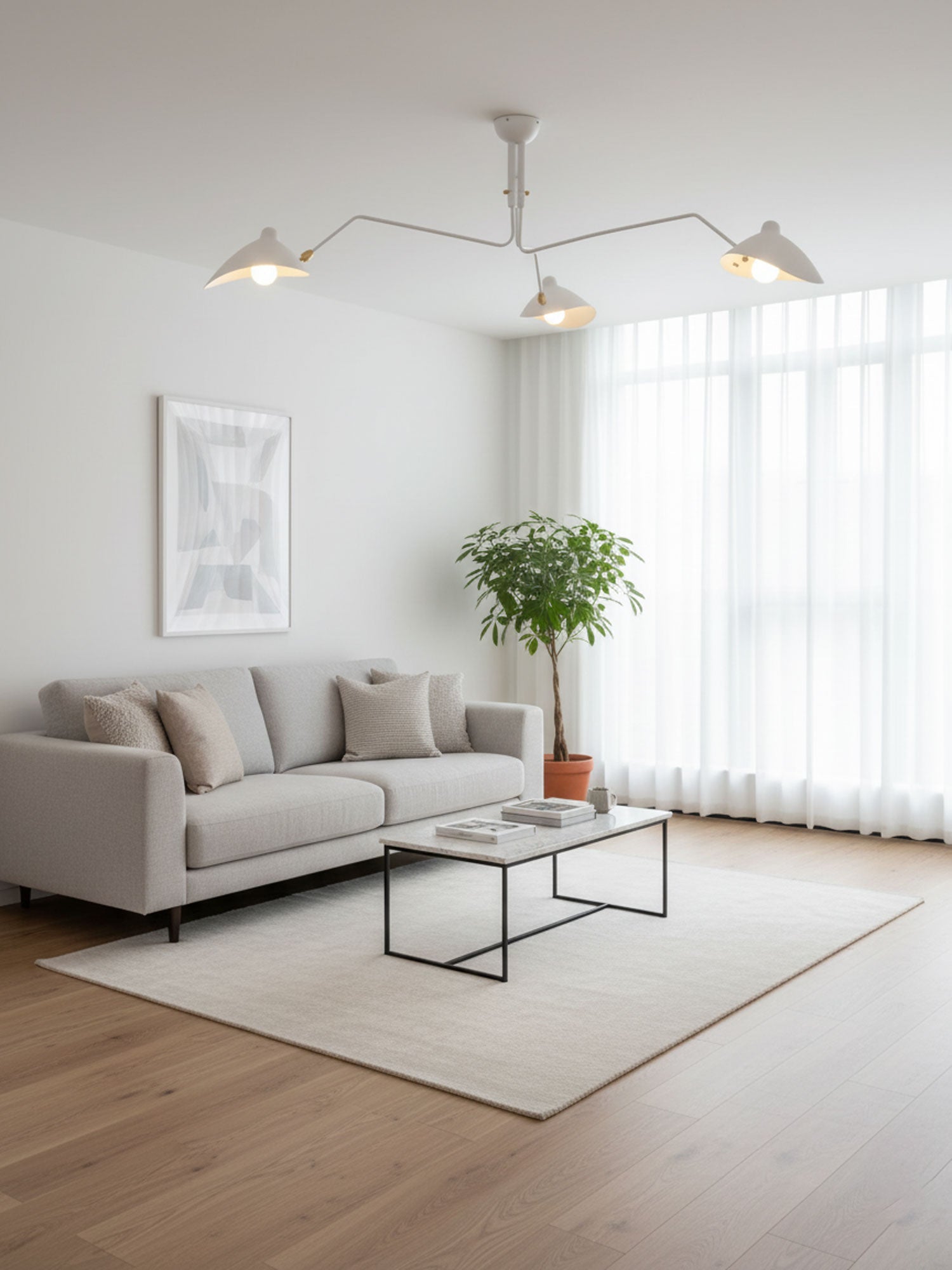 Three Arm Ceiling Light | Metal & Aluminum, Indoor Use for Modern Home Decor