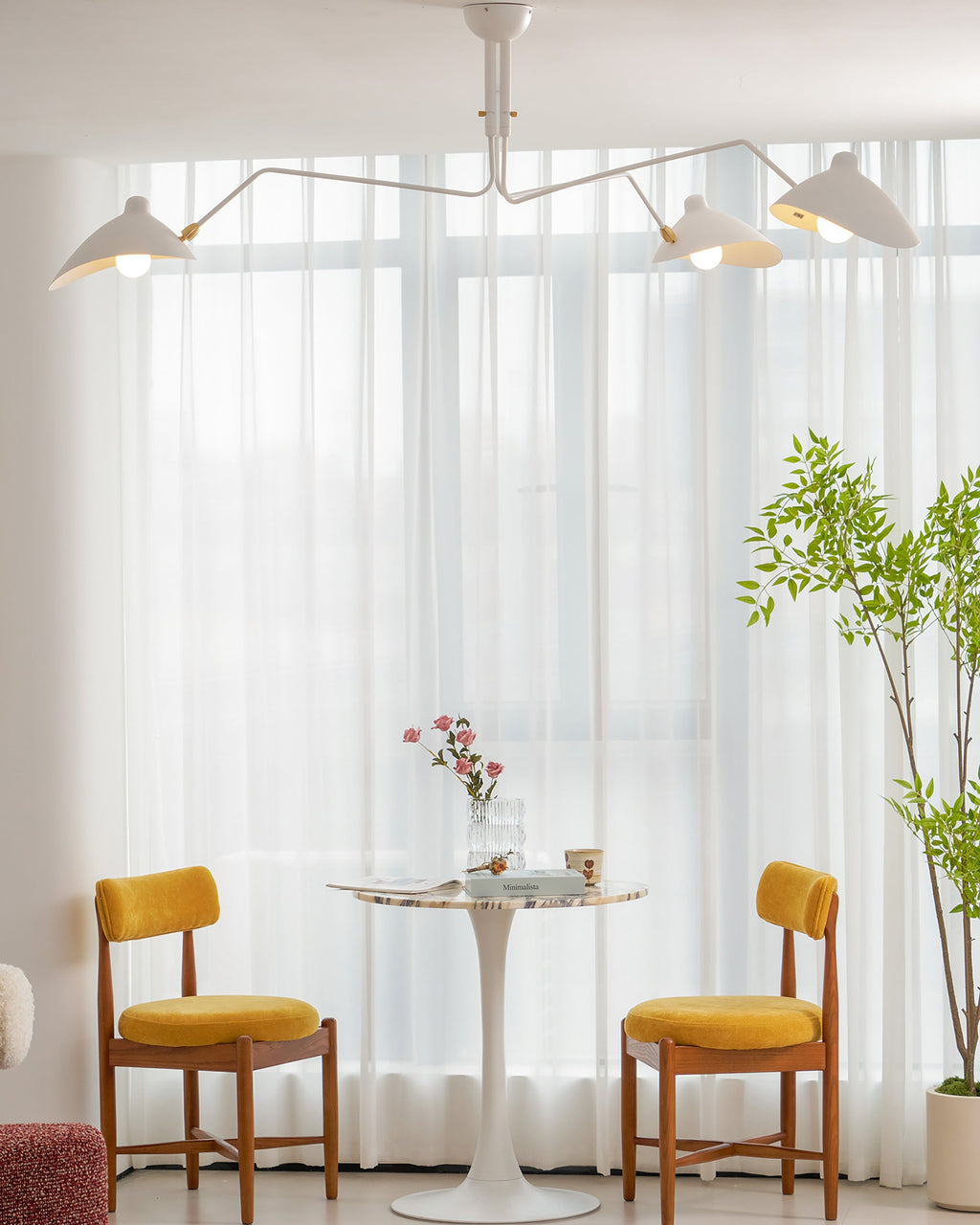 LED Ceiling Light Fixture - Serge Mouille Style - Adjustable Arm Design for Living Room & Modern Interiors