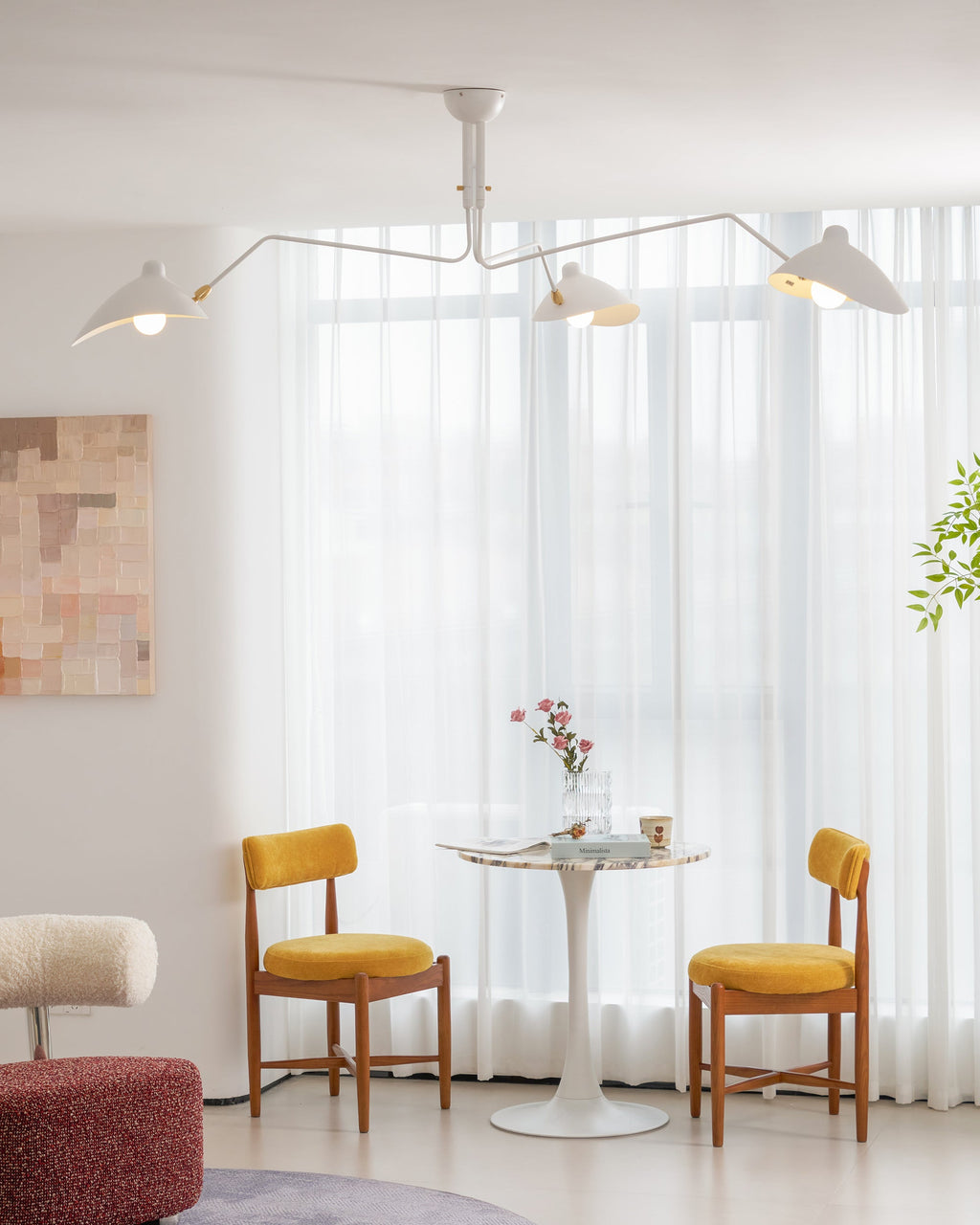 LED Ceiling Light Fixture - Serge Mouille Style - Adjustable Arm Design for Living Room & Modern Interiors