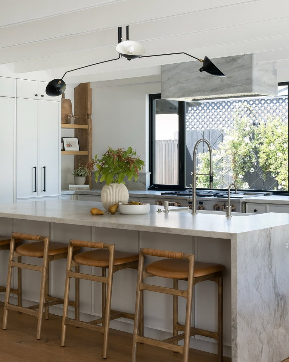 LED Ceiling Light Fixture - Serge Mouille Style - Adjustable Arm Design for Living Room & Modern Interiors