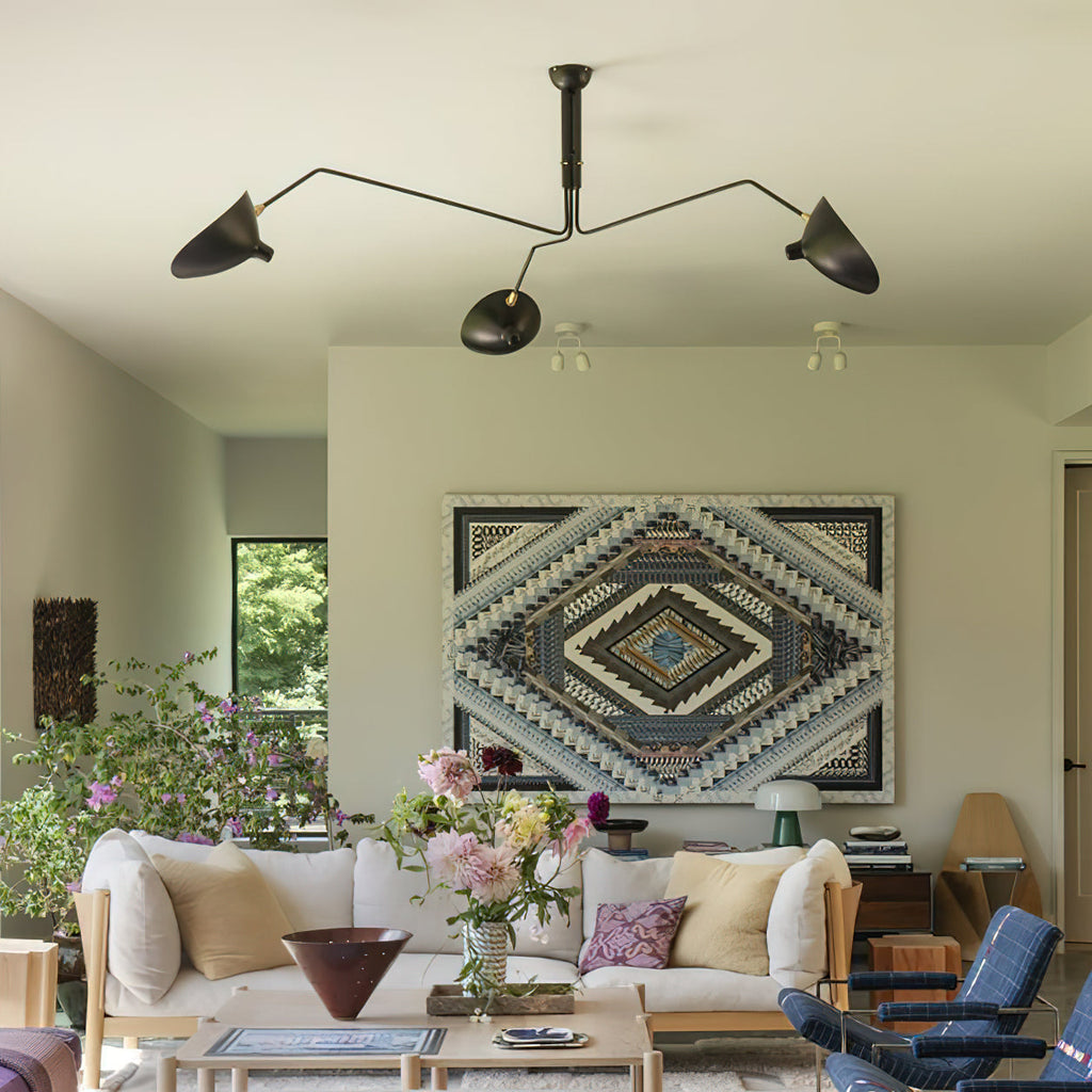 LED Ceiling Light Fixture - Serge Mouille Style - Adjustable Arm Design for Living Room & Modern Interiors