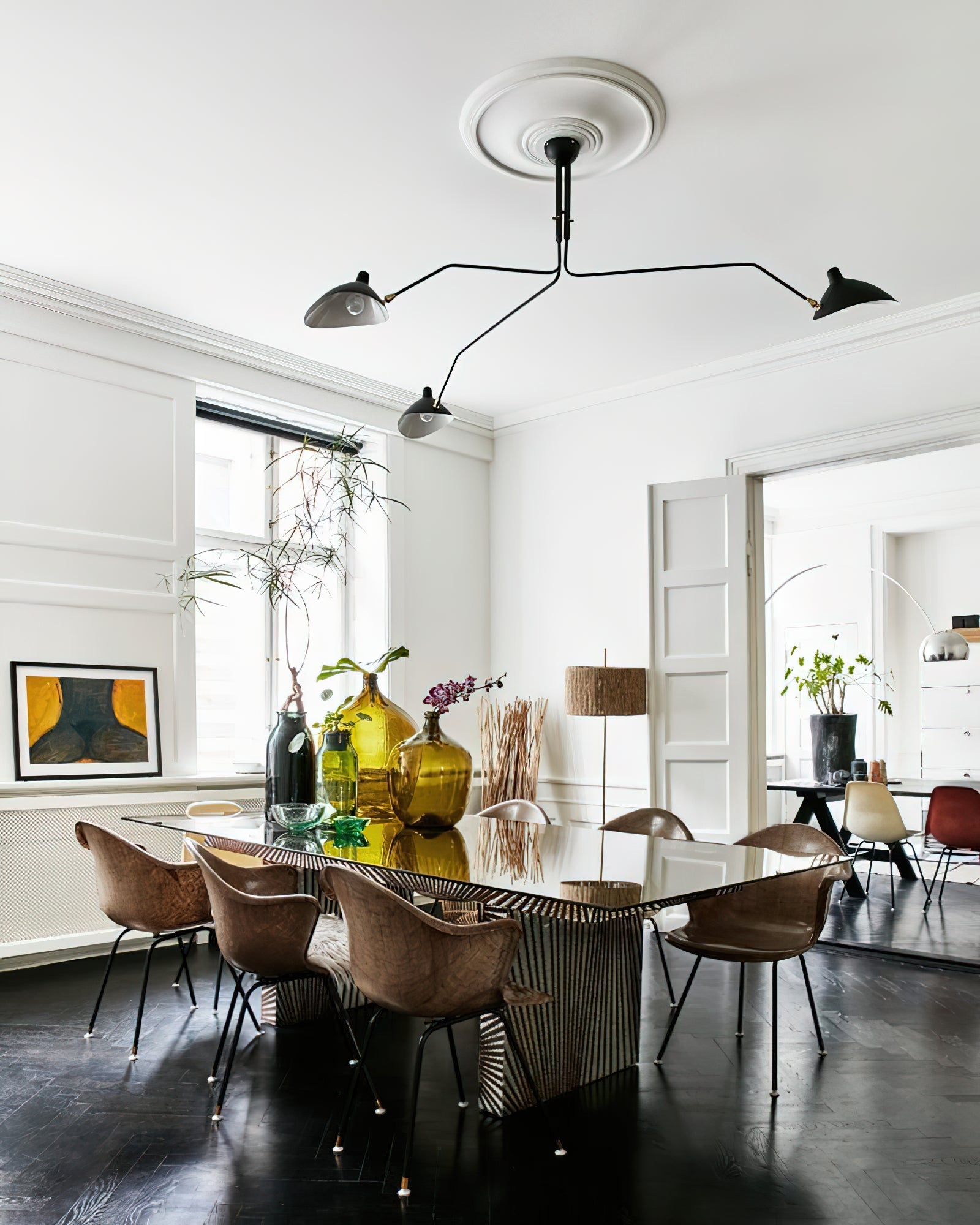 LED Ceiling Light Fixture - Serge Mouille Style - Adjustable Arm Design for Living Room & Modern Interiors