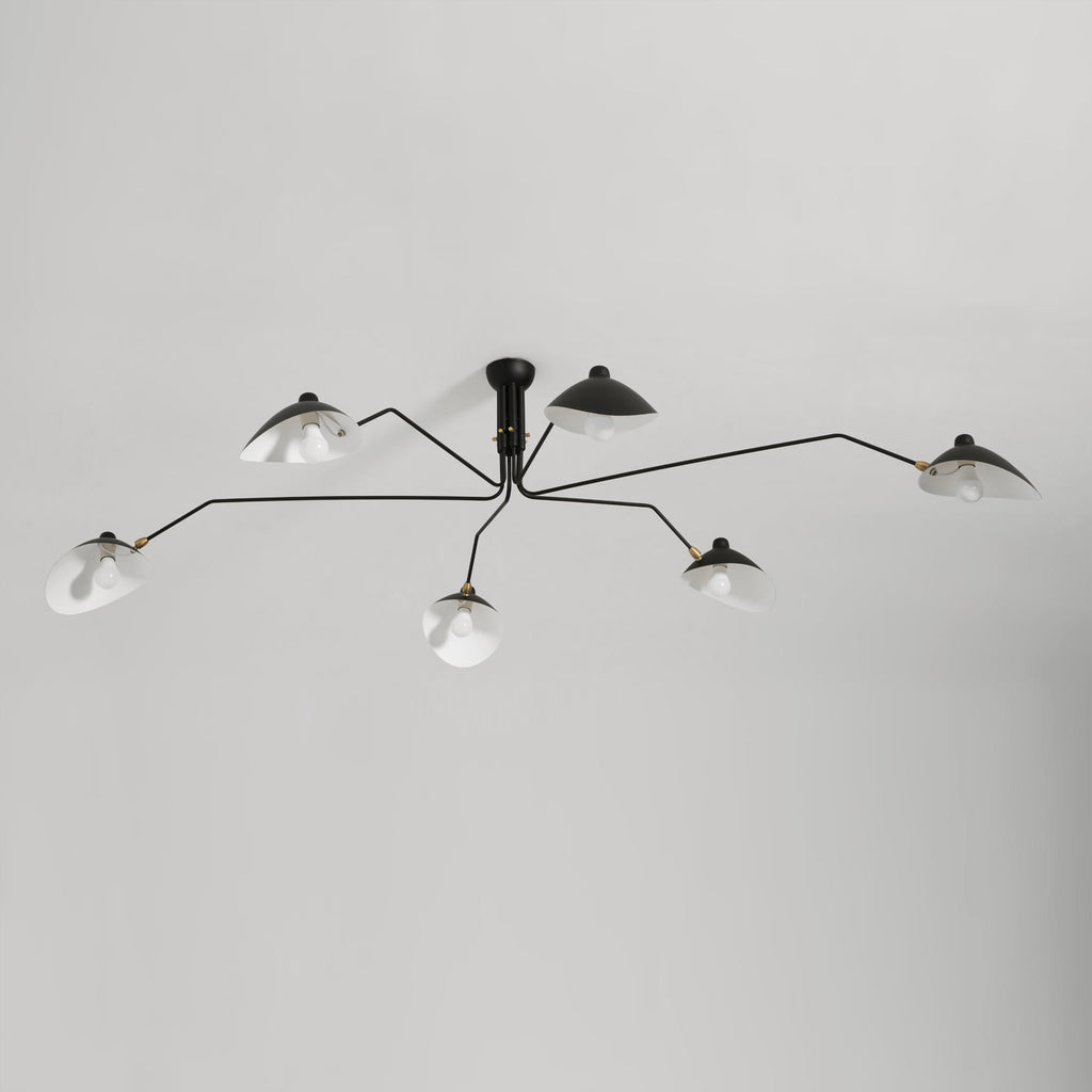 LED Ceiling Light Fixture - Serge Mouille Style - Adjustable Arm Design for Living Room & Modern Interiors