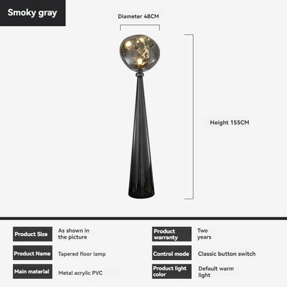 Lava Floor Lamp Black - Post-Modern Corner Floor Lamp with Smoke Gray Shade for Living Room & Bedroom Lighting