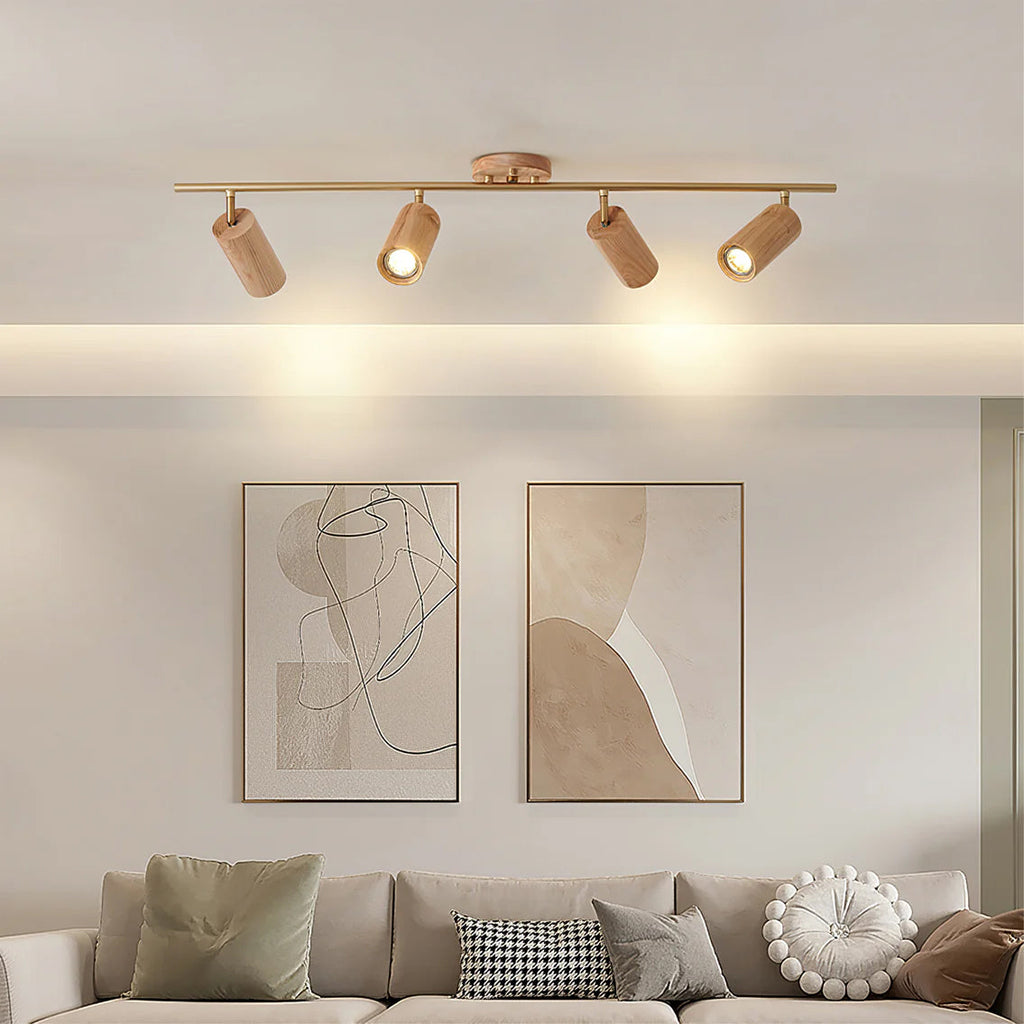 LED Shaker Wood Long Spotlight Fixture - Adjustable Track Lighting for Home, Office & Retail Spaces