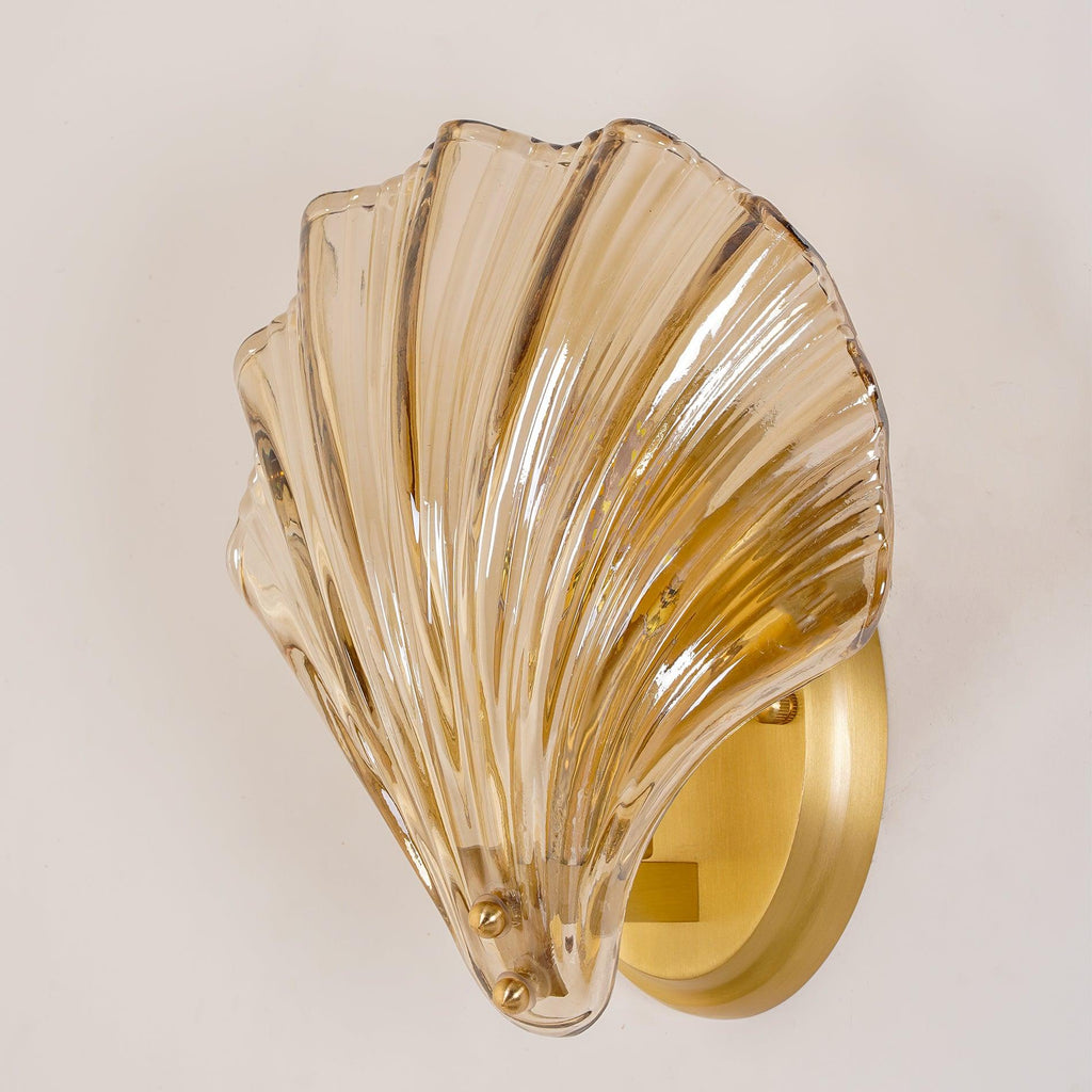 Shell Wall Light | Brass Finish, Amber & Clear Shade | Ideal for Indoor Spaces