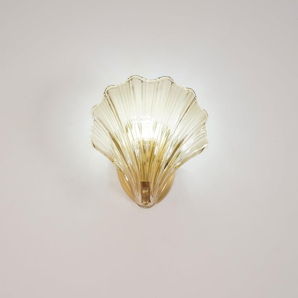 Shell Wall Light | Brass Finish, Amber & Clear Shade | Ideal for Indoor Spaces