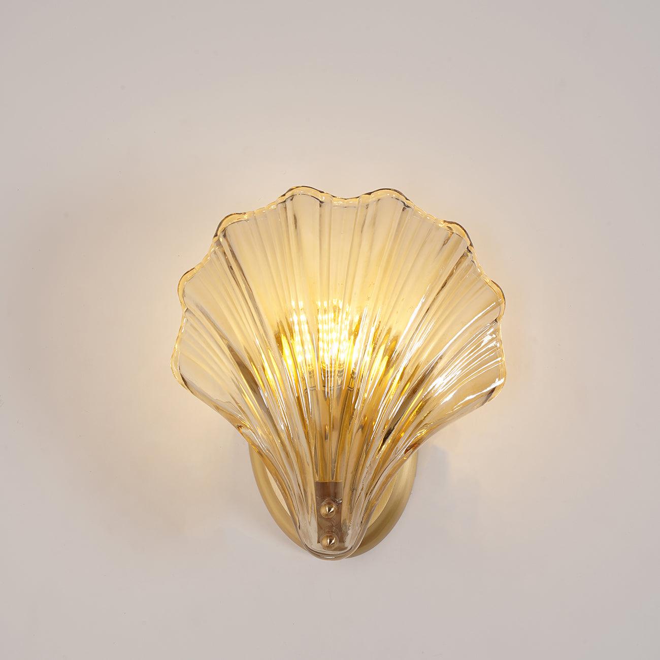 Shell Wall Light | Brass Finish, Amber & Clear Shade | Ideal for Indoor Spaces