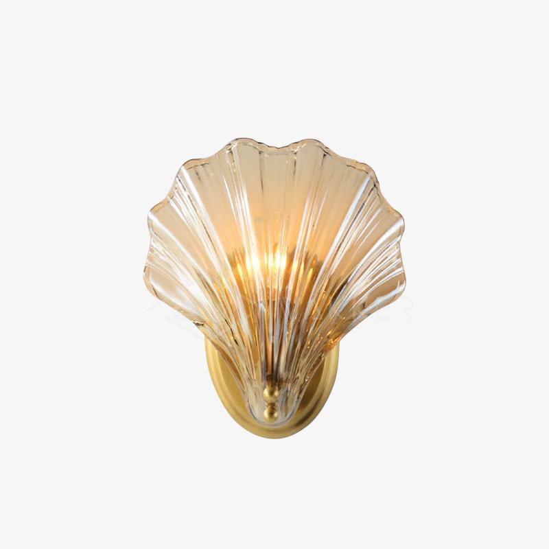 Shell Wall Light | Brass Finish, Amber & Clear Shade | Ideal for Indoor Spaces