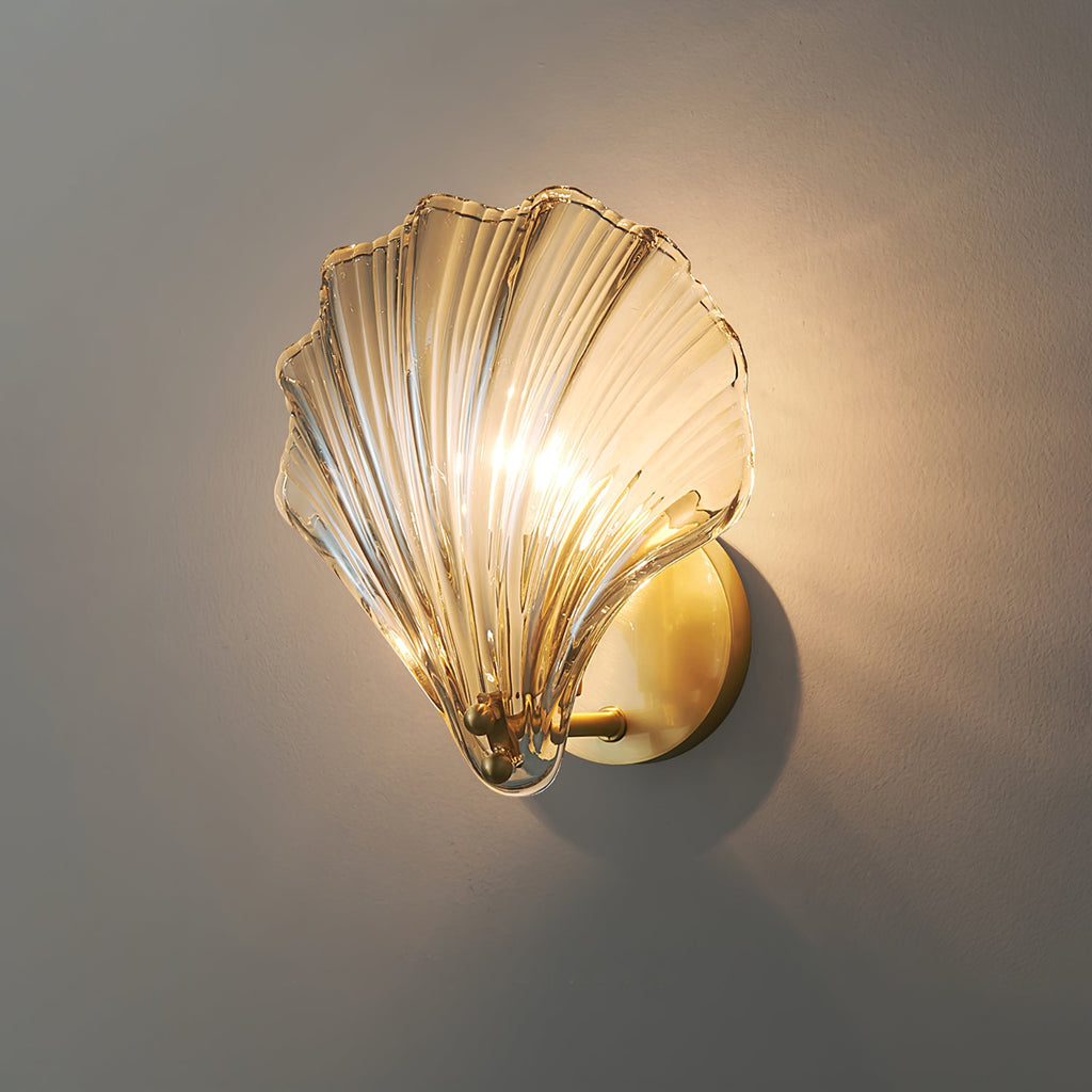 Shell Wall Light | Brass Finish, Amber & Clear Shade | Ideal for Indoor Spaces