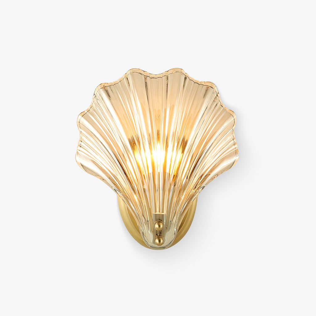 Shell Wall Light | Brass Finish, Amber & Clear Shade | Ideal for Indoor Spaces