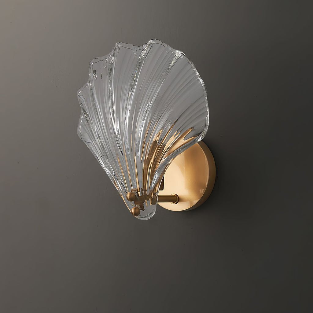 Shell Wall Light | Brass Finish, Amber & Clear Shade | Ideal for Indoor Spaces