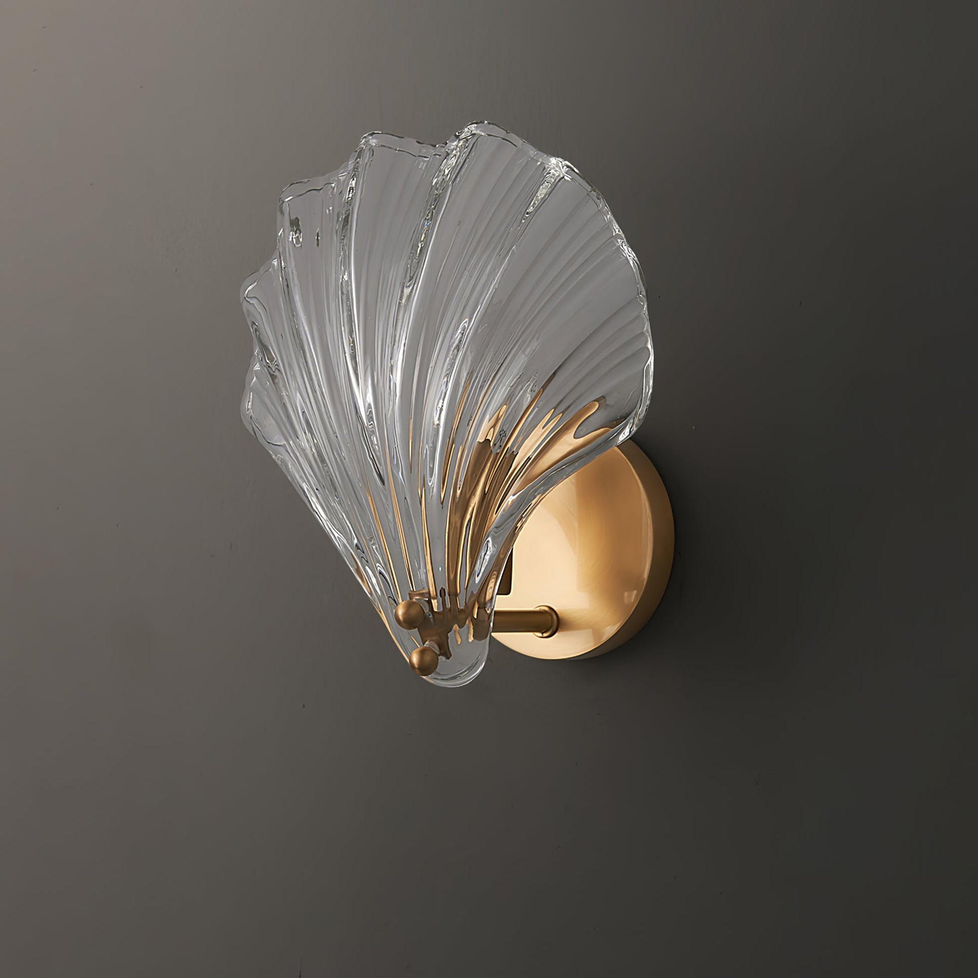 Shell Wall Light | Brass Finish, Amber & Clear Shade | Ideal for Indoor Spaces