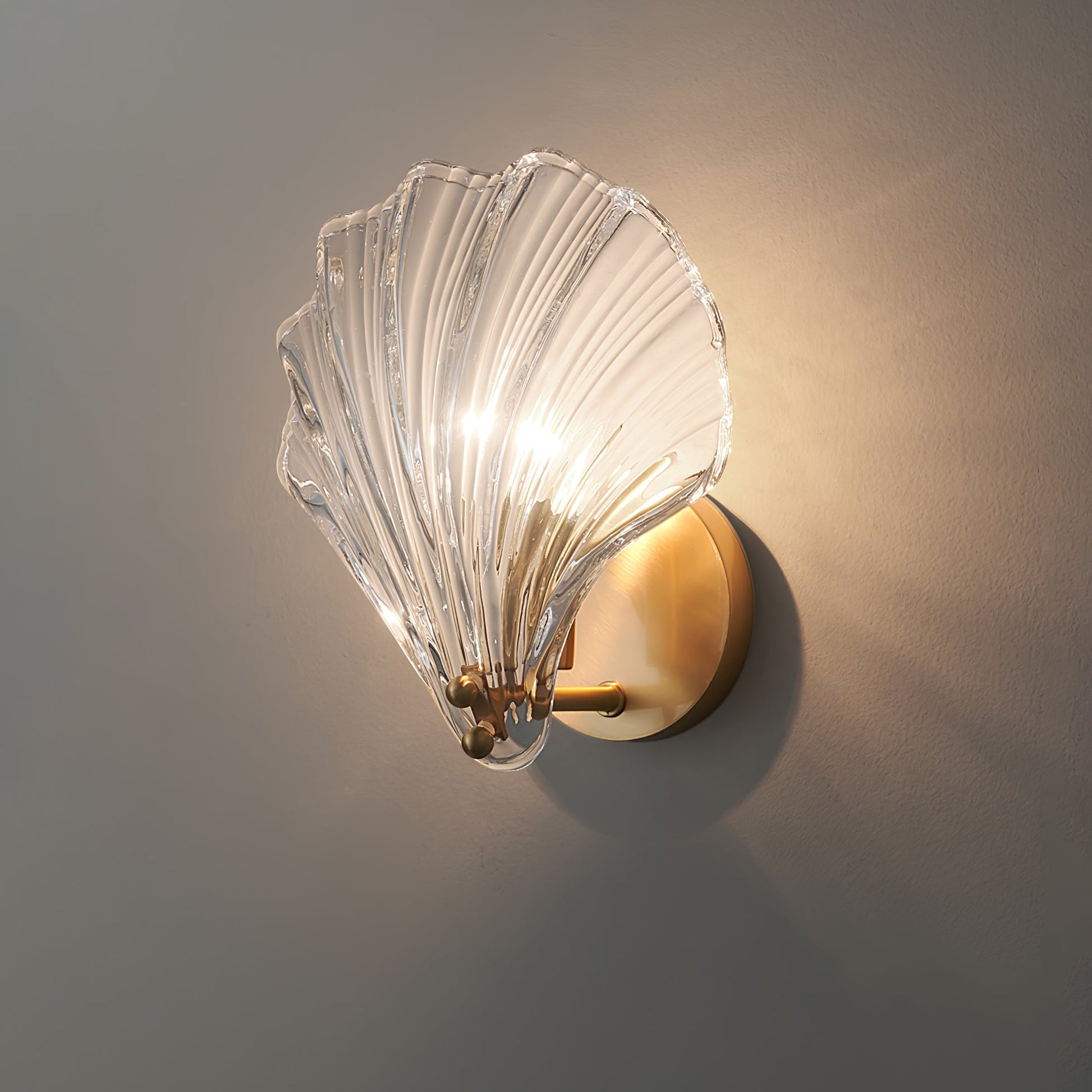 Shell Wall Light | Brass Finish, Amber & Clear Shade | Ideal for Indoor Spaces