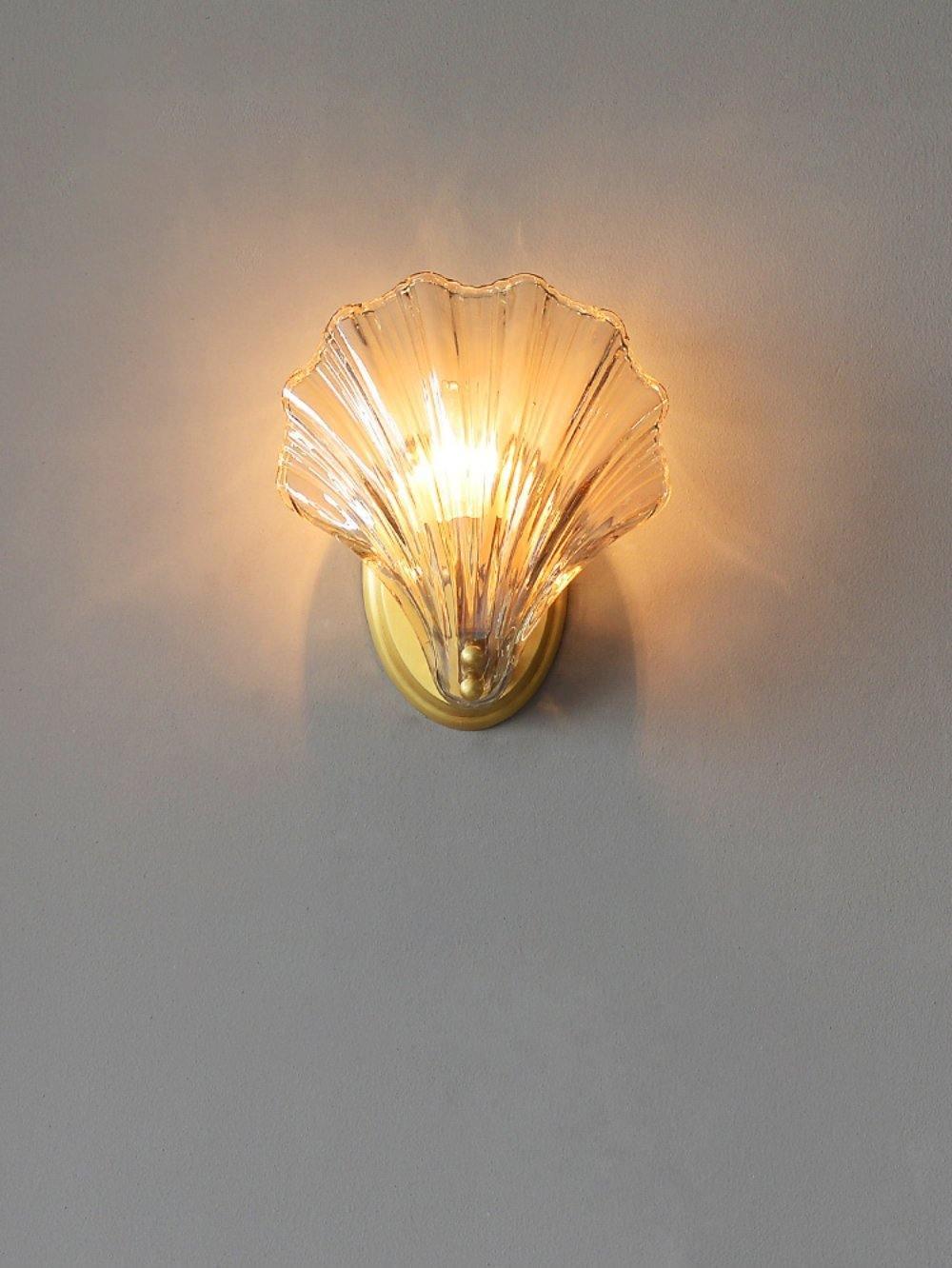 Shell Wall Light | Brass Finish, Amber & Clear Shade | Ideal for Indoor Spaces