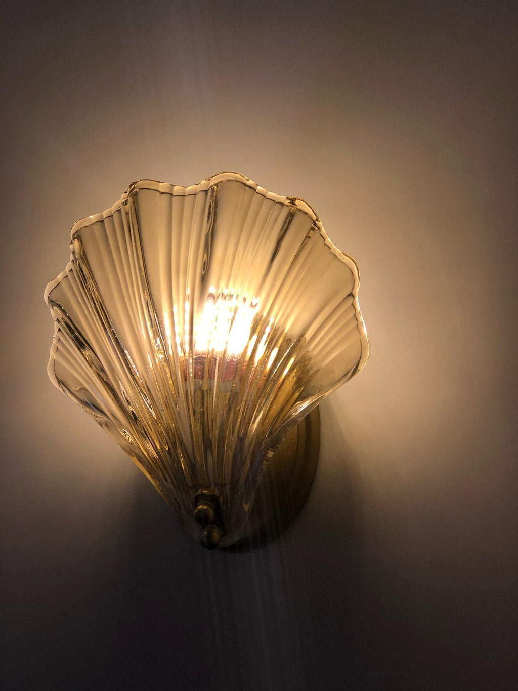 Shell Wall Light | Brass Finish, Amber & Clear Shade | Ideal for Indoor Spaces