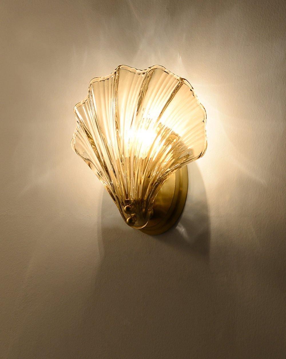 Shell Wall Light | Brass Finish, Amber & Clear Shade | Ideal for Indoor Spaces