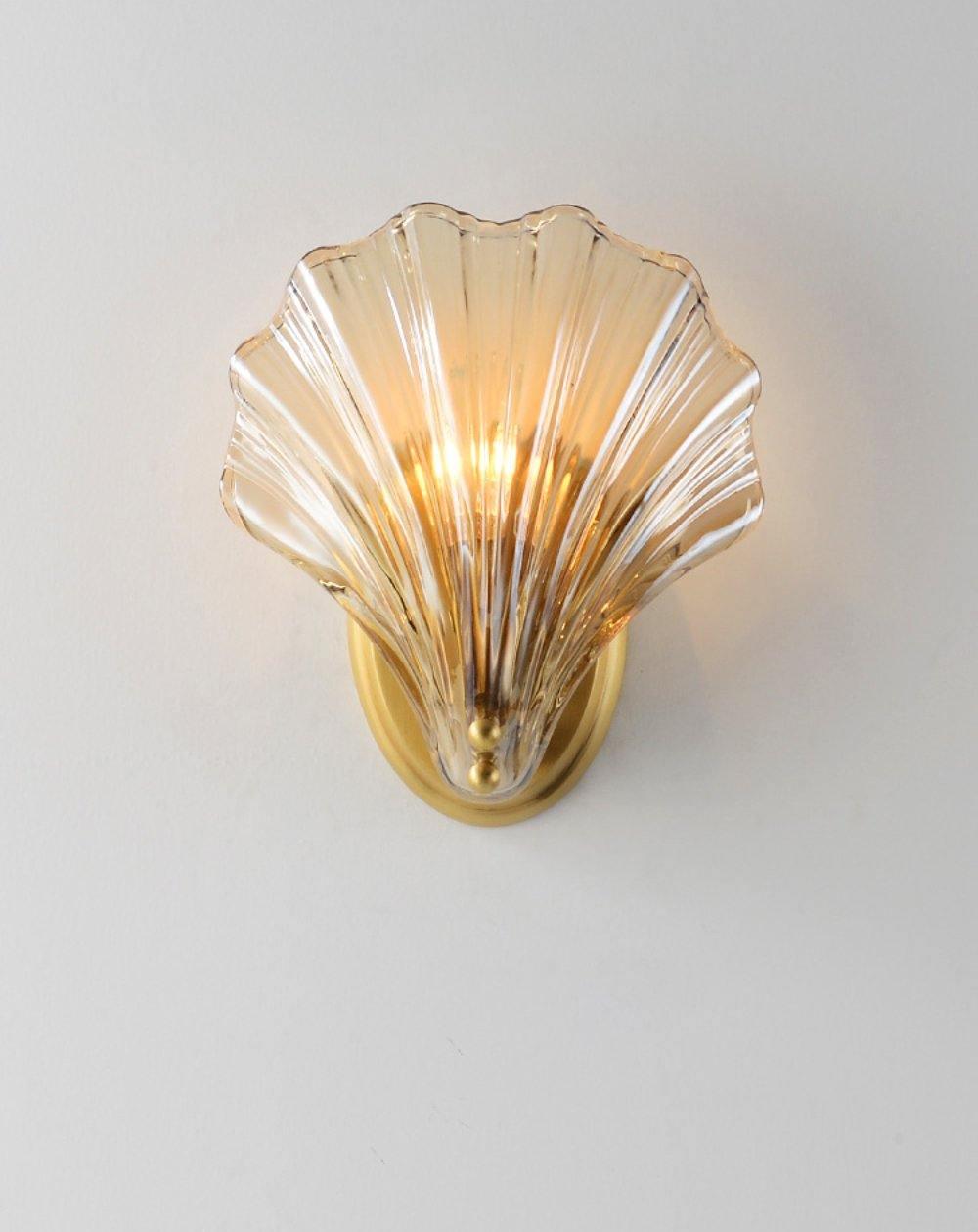 Shell Wall Light | Brass Finish, Amber & Clear Shade | Ideal for Indoor Spaces