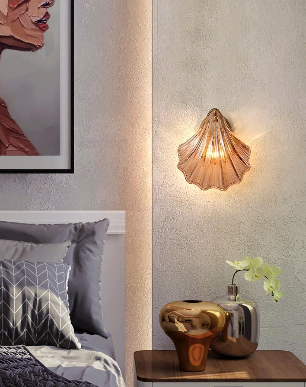 Shell Wall Light | Brass Finish, Amber & Clear Shade | Ideal for Indoor Spaces