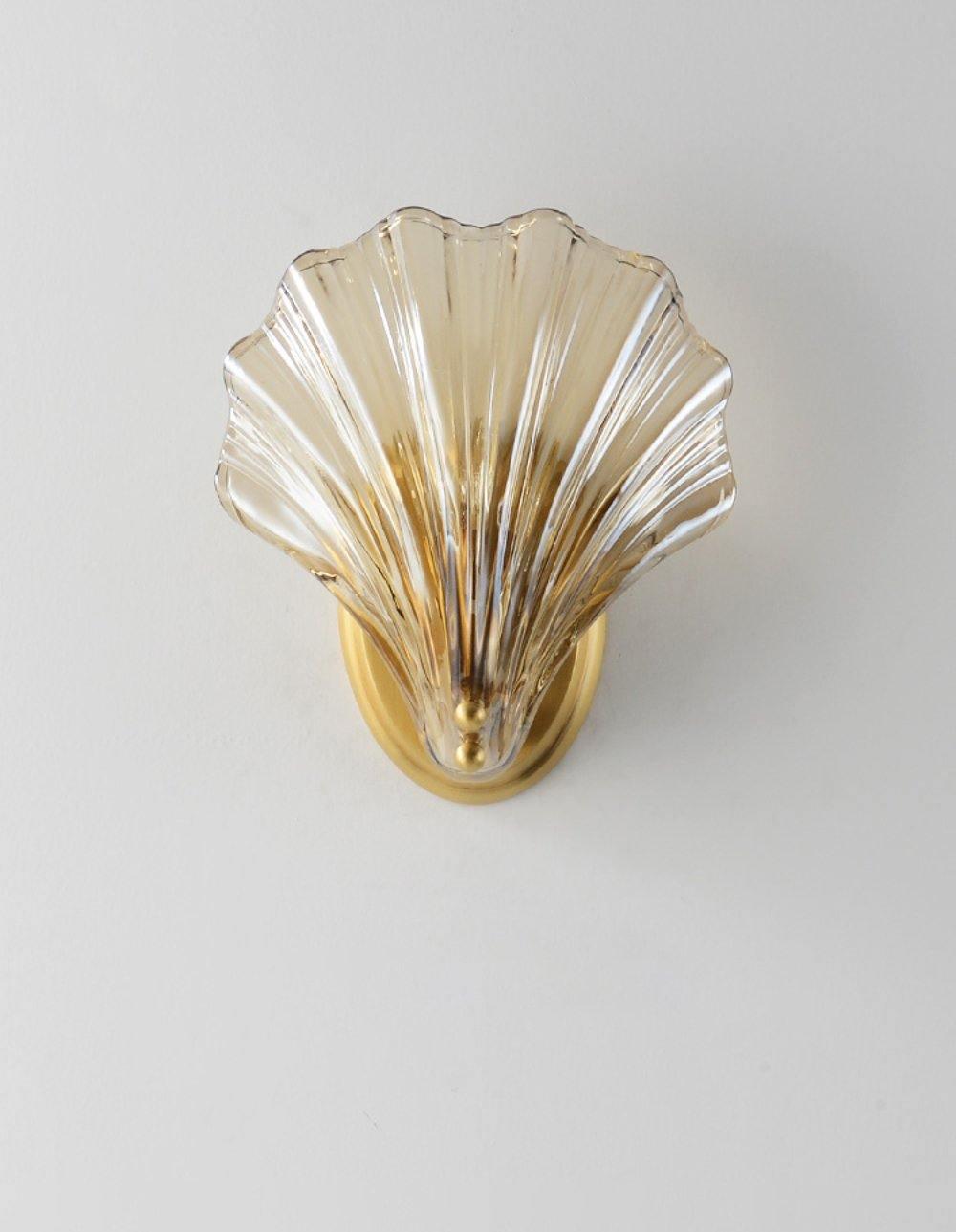 Shell Wall Light | Brass Finish, Amber & Clear Shade | Ideal for Indoor Spaces