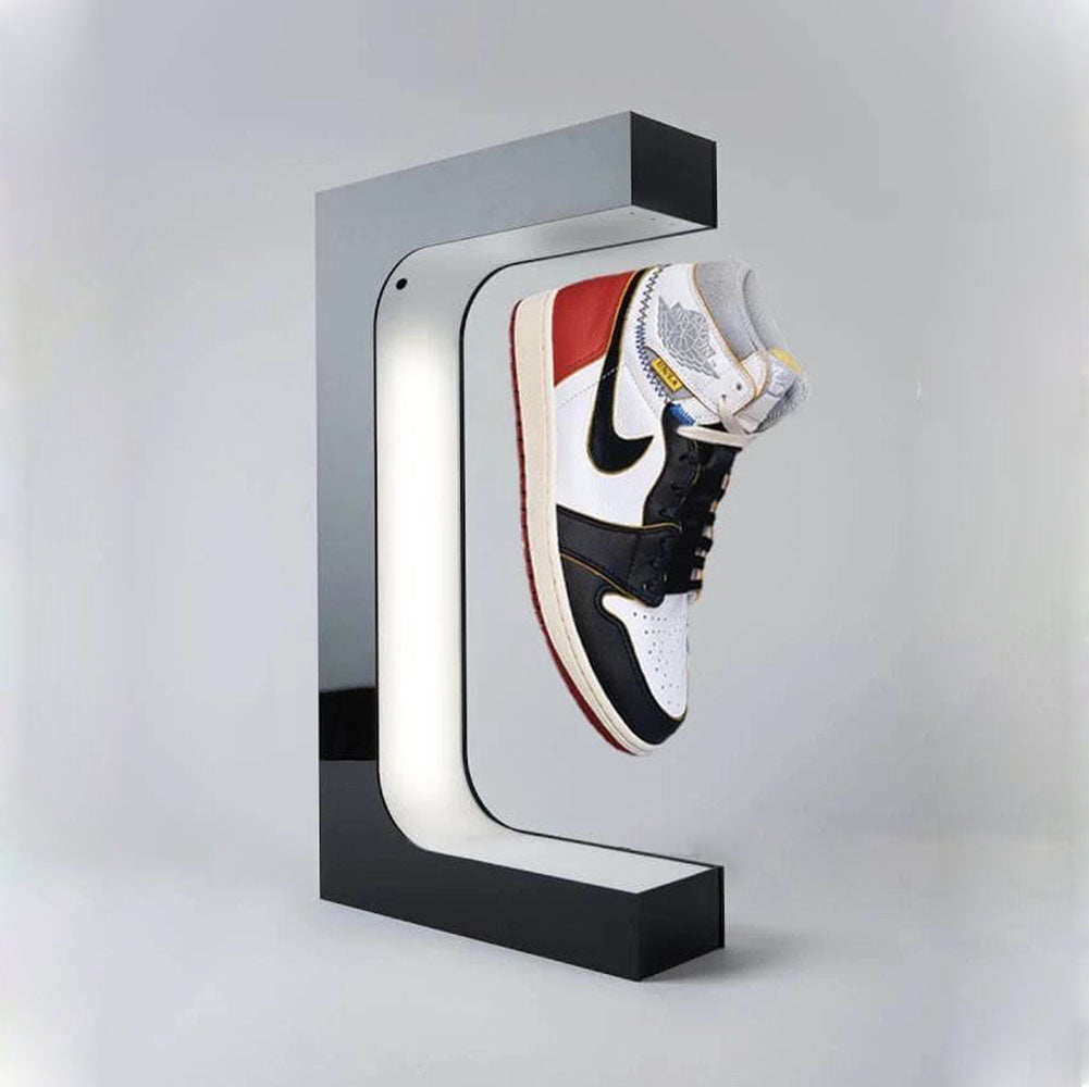 Floating Sneaker Display: Lucite Shoe Levitation Holder with LED Light-Up Shelves for Unique Showcases