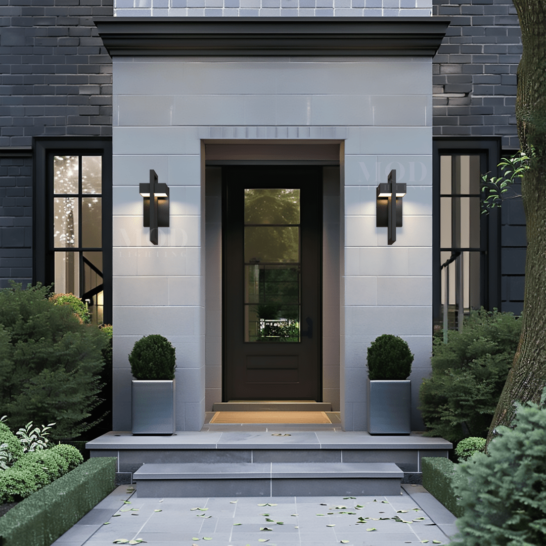 Modern Outdoor Wall Sconce – Minimalist Black Metal LED Light for Porch, Patio & Entryway