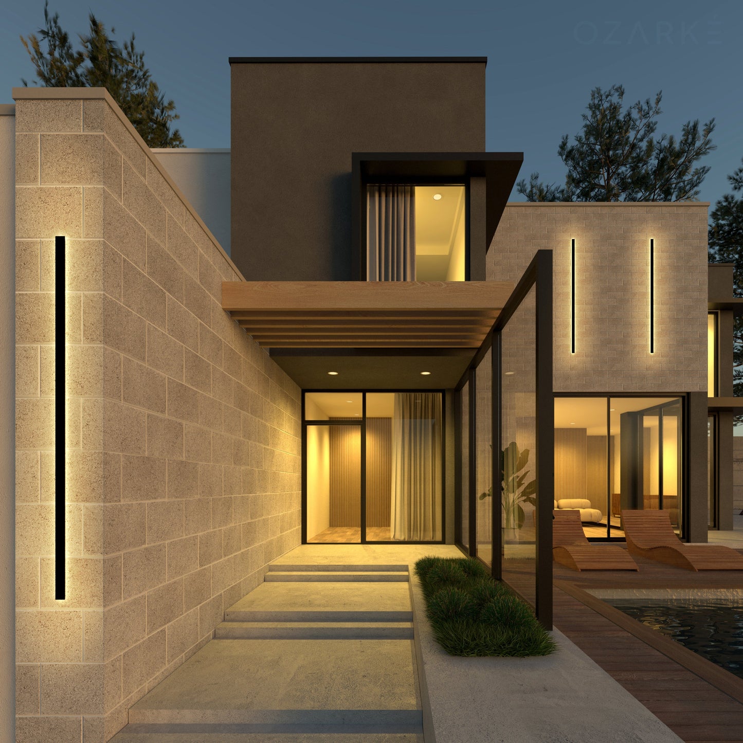 Explore Modern Outdoor Lighting: Svelte Linear Wall Lamp IP65 & Chic Exterior Sconces for Front of House