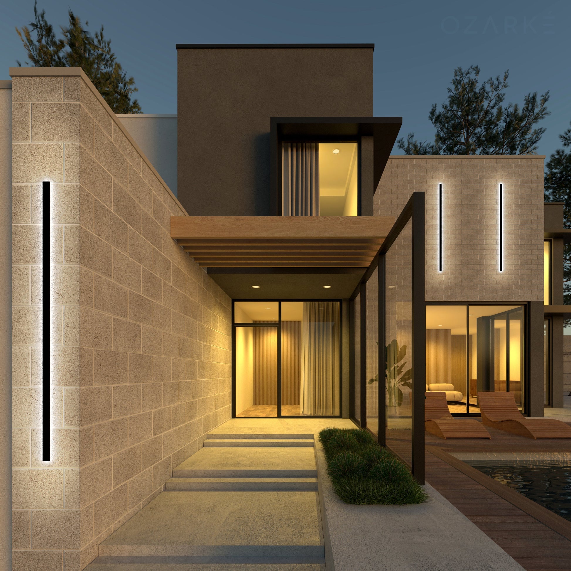 LED Outdoor Linear Lamp - Sleek Waterproof Design for Patios, Decks, and Garden Lighting
