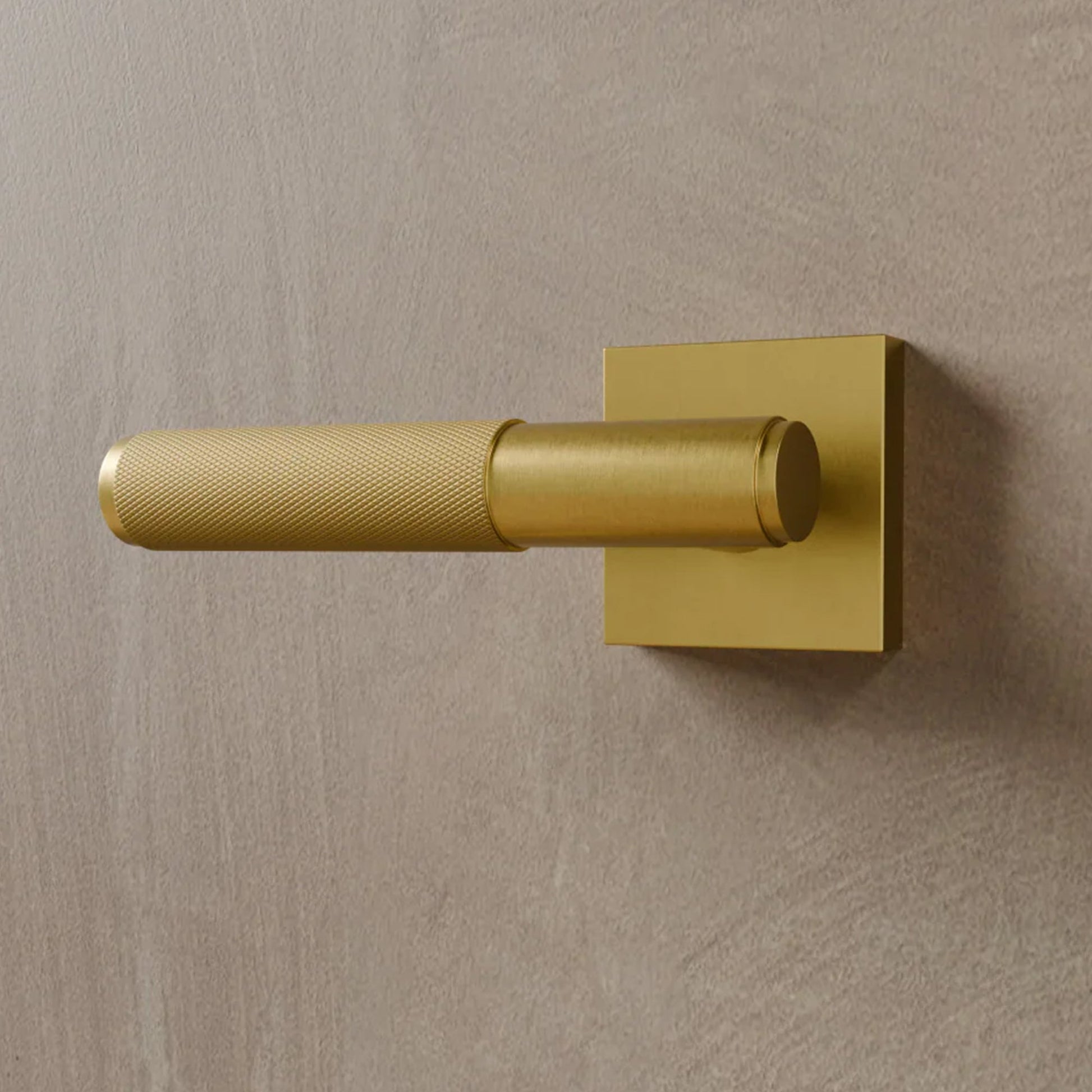 Brass Door Handle | Knurled Grip, Square & Round Rosette Options for Modern Interior Design