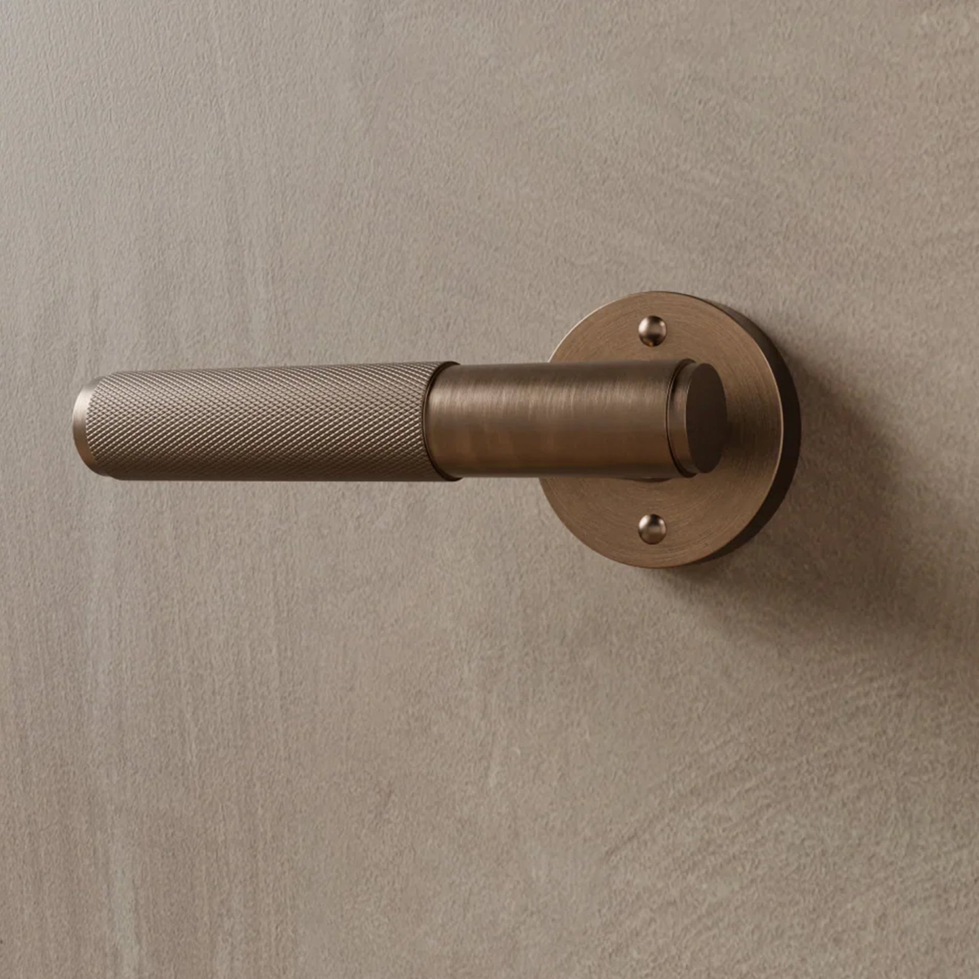 Brass Door Handle | Knurled Grip, Square & Round Rosette Options for Modern Interior Design
