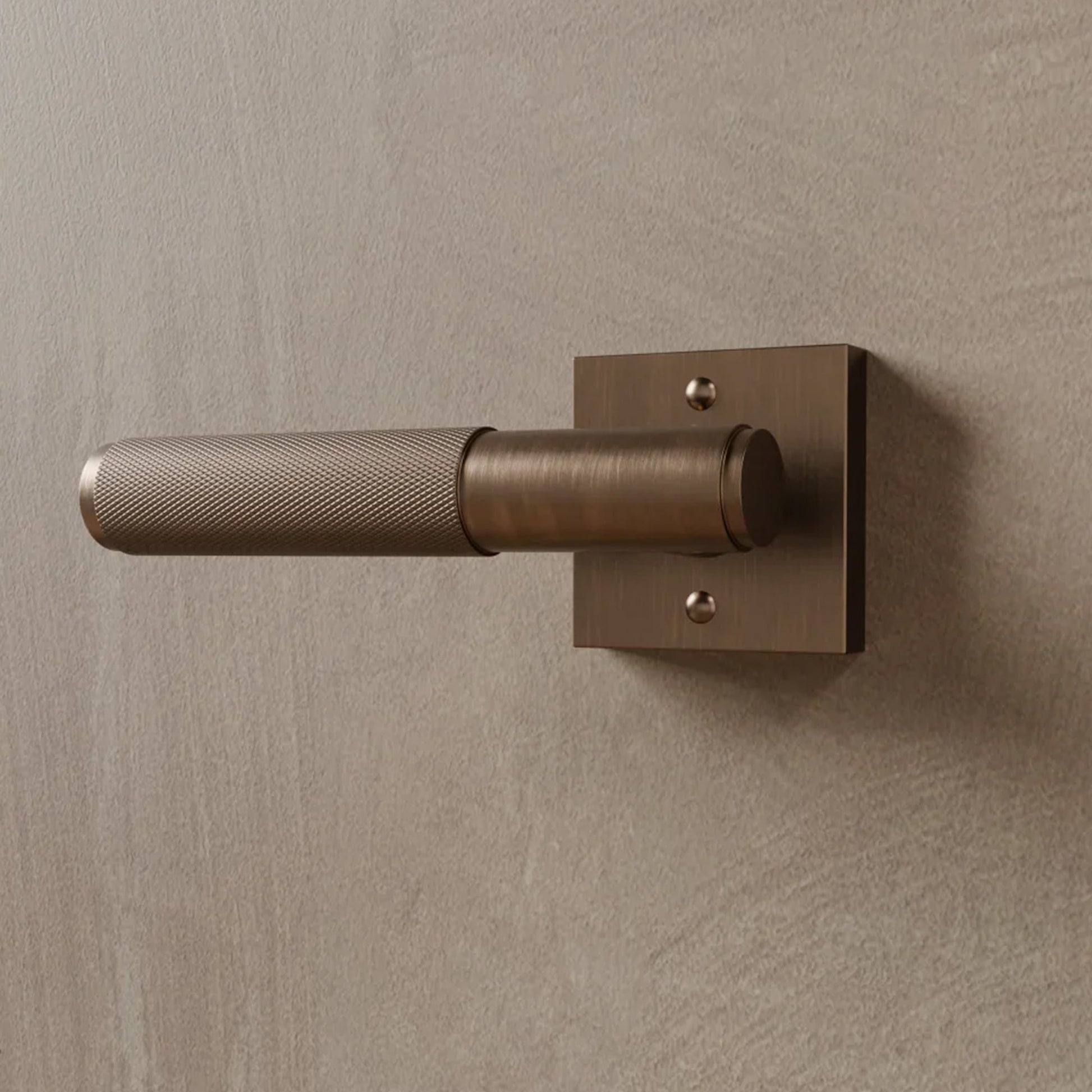 Brass Door Handle | Knurled Grip, Square & Round Rosette Options for Modern Interior Design