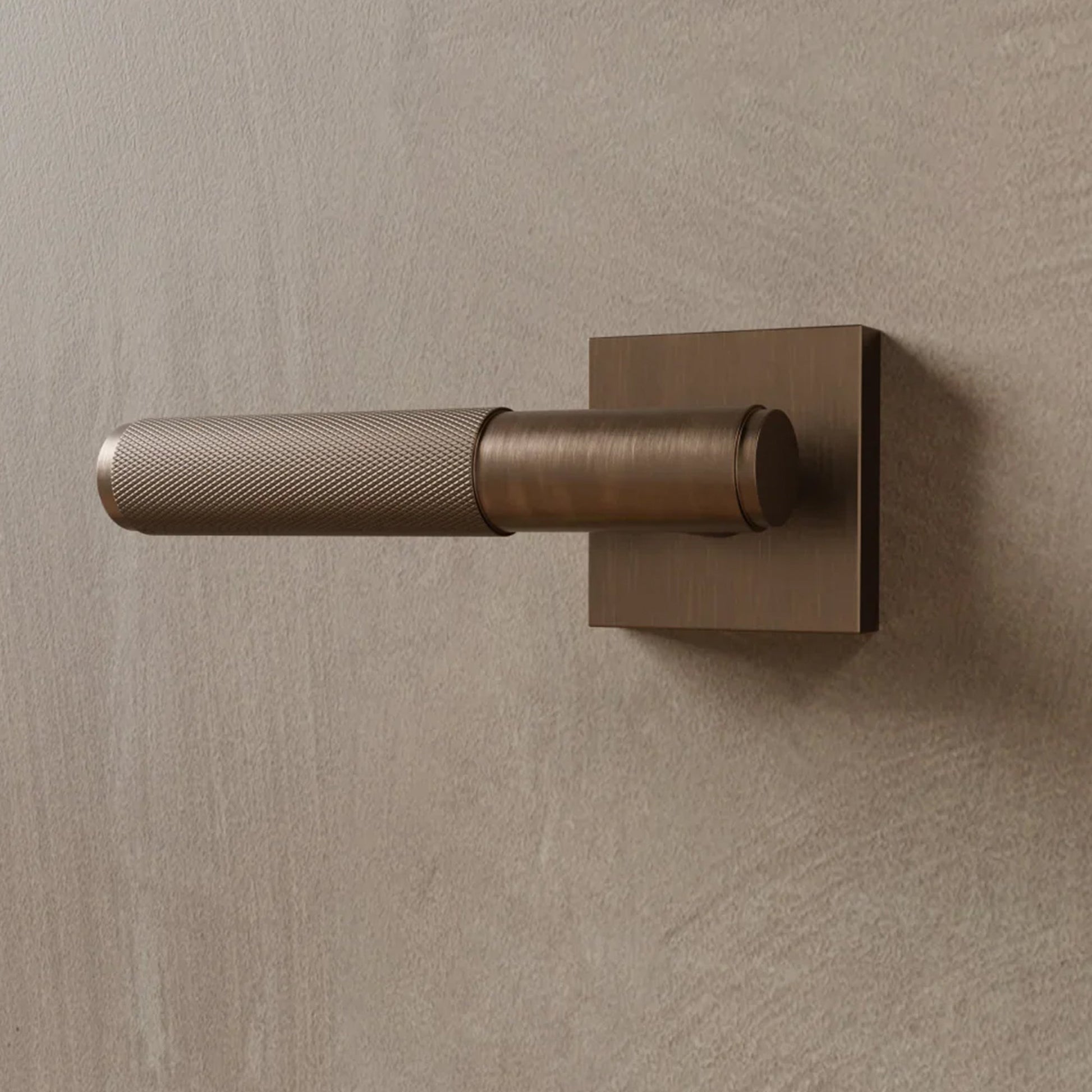 Brass Door Handle | Knurled Grip, Square & Round Rosette Options for Modern Interior Design