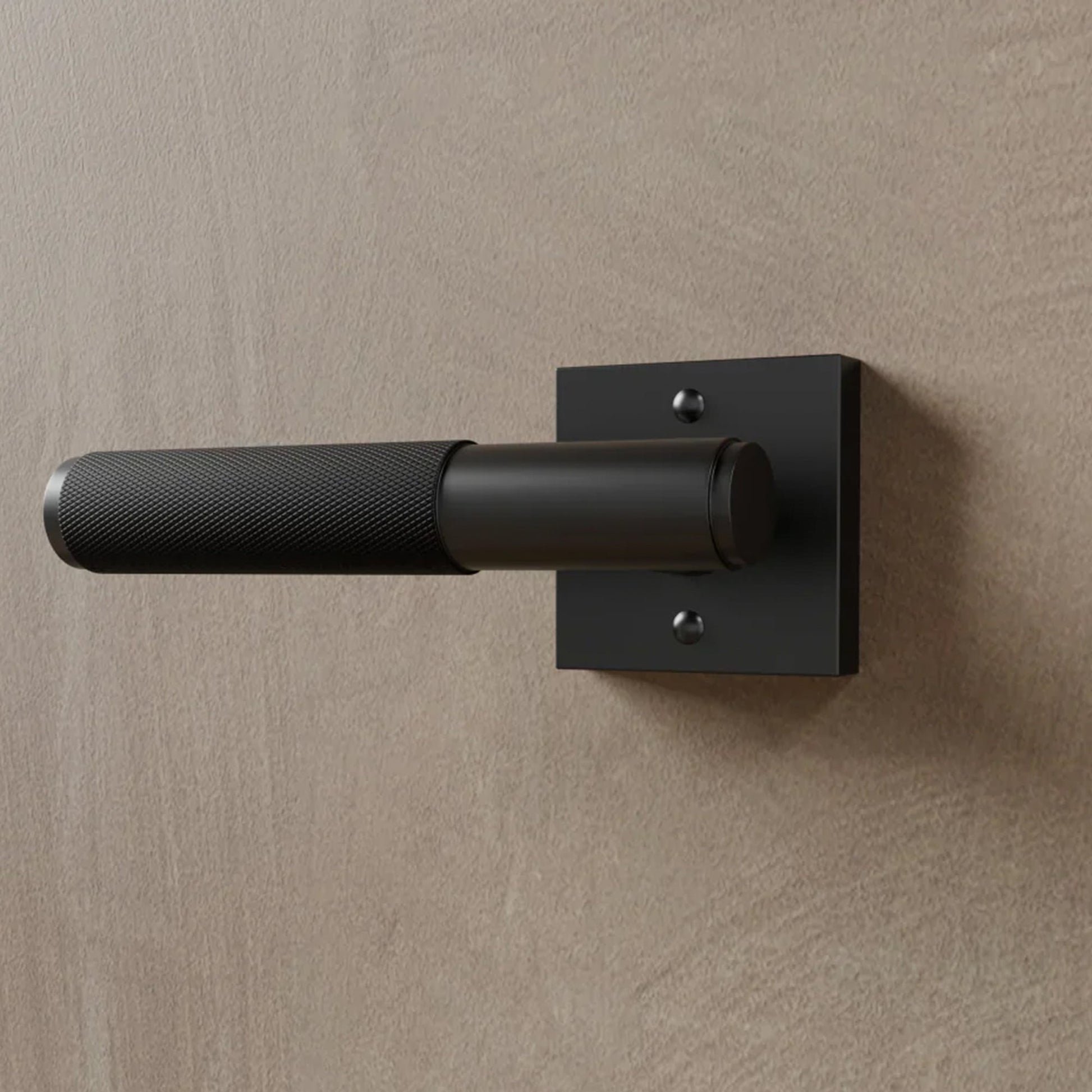 Brass Door Handle | Knurled Grip, Square & Round Rosette Options for Modern Interior Design