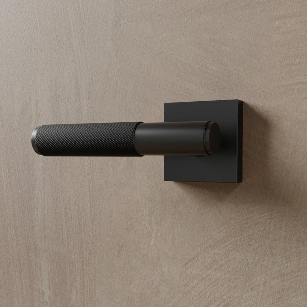 Brass Door Handle | Knurled Grip, Square & Round Rosette Options for Modern Interior Design
